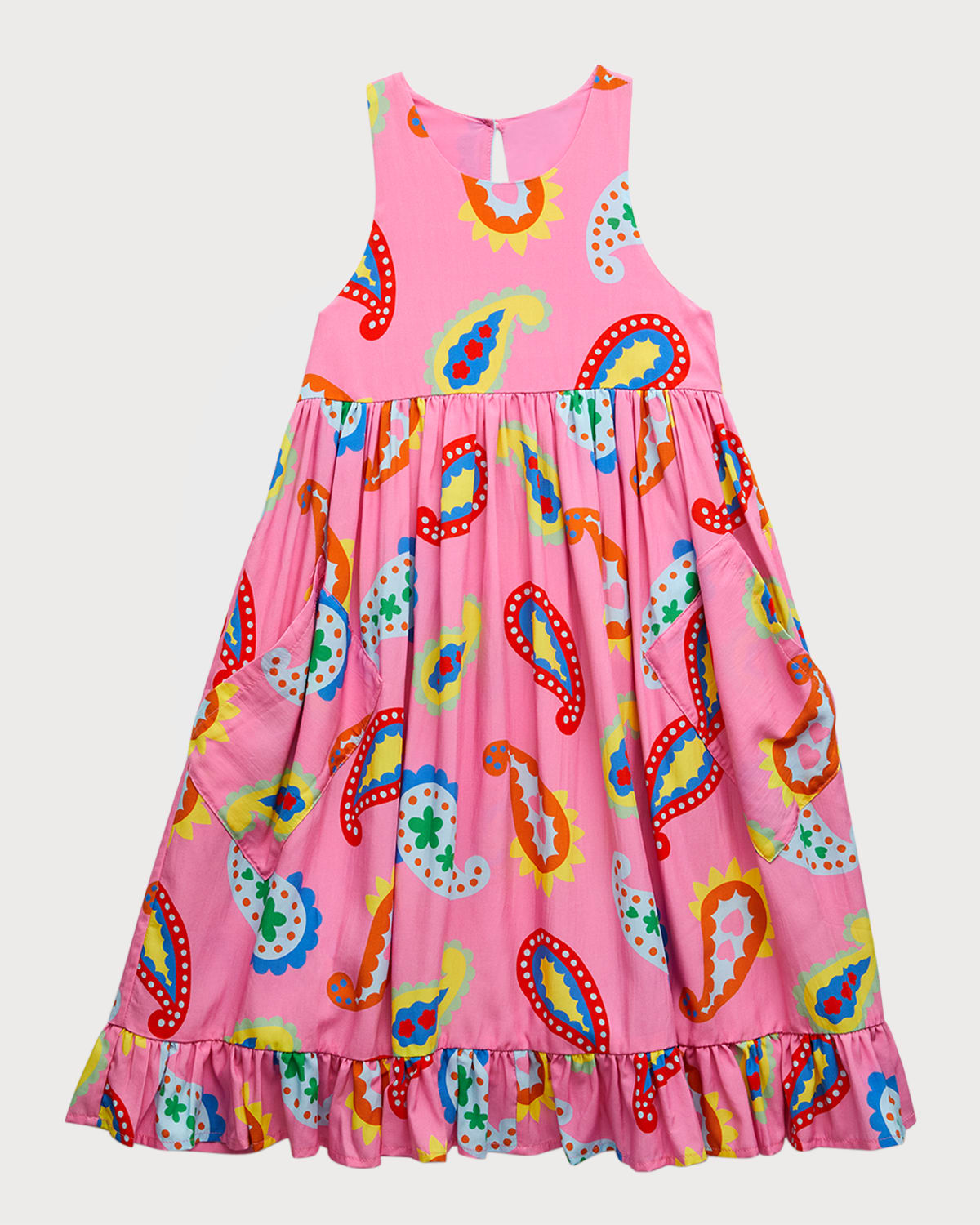 Shop Stella Mccartney Girl's Graphic Paisley-print Sleeveless Dress In 511mc Pink