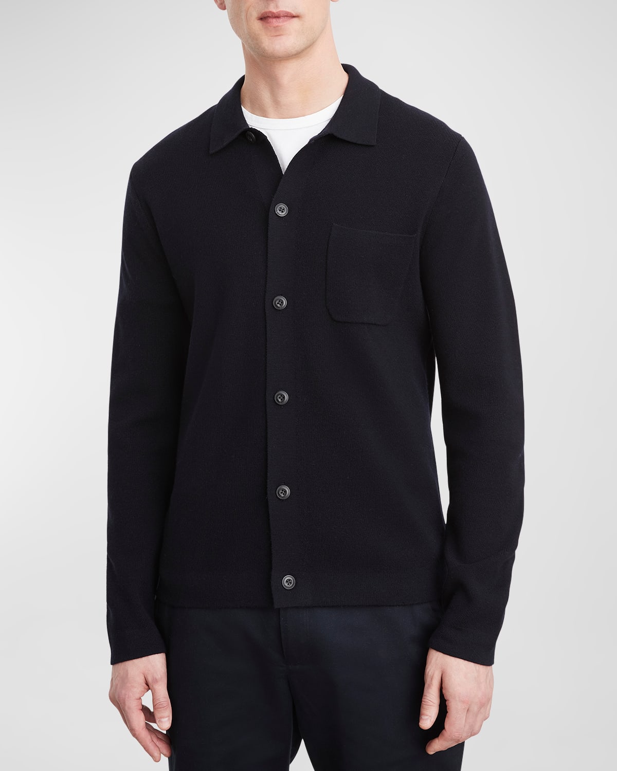 VINCE BUTTON-FRONT WOOL OVERSHIRT