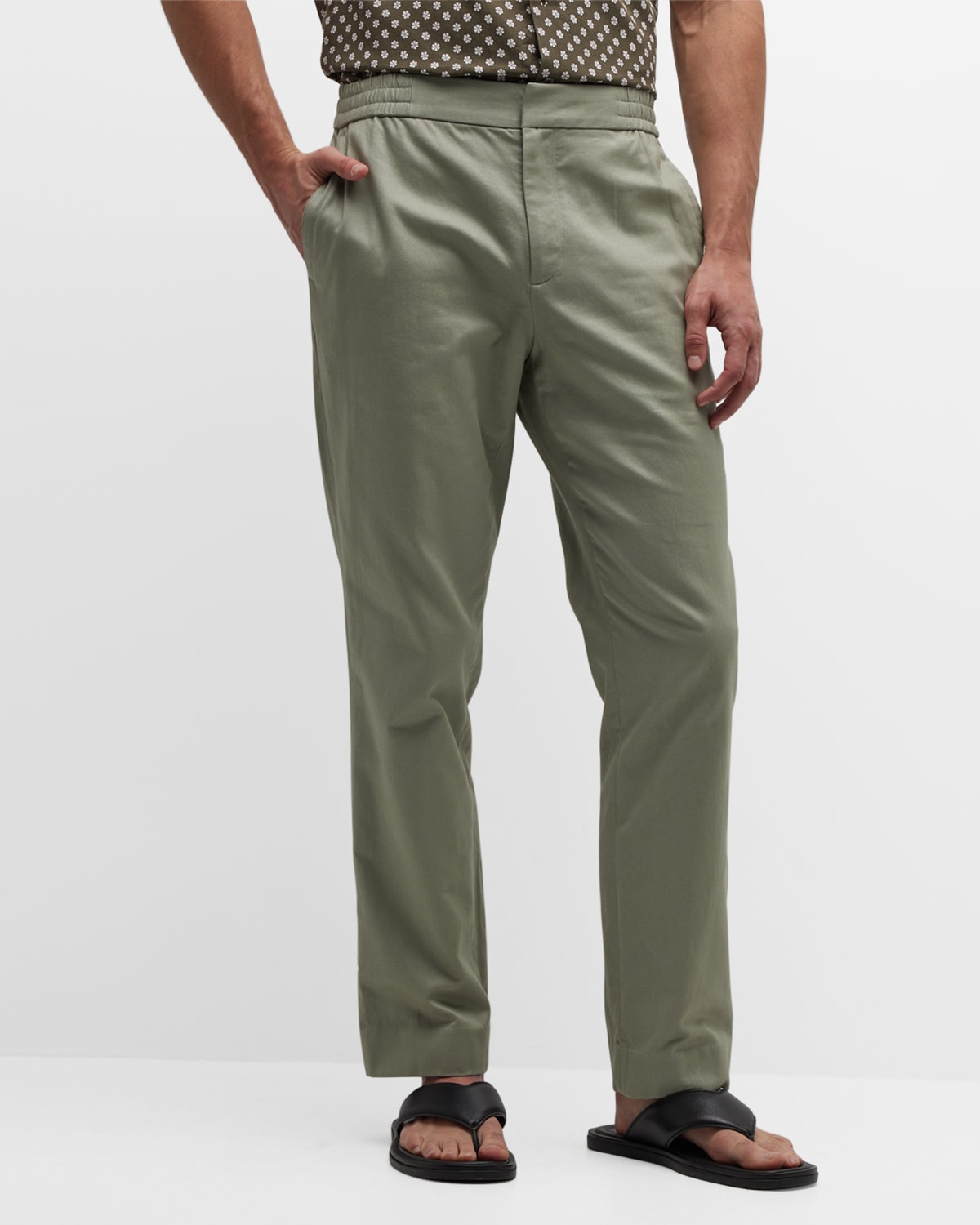 Vince Cotton Straight Slim Fit Pants In Pale Thyme