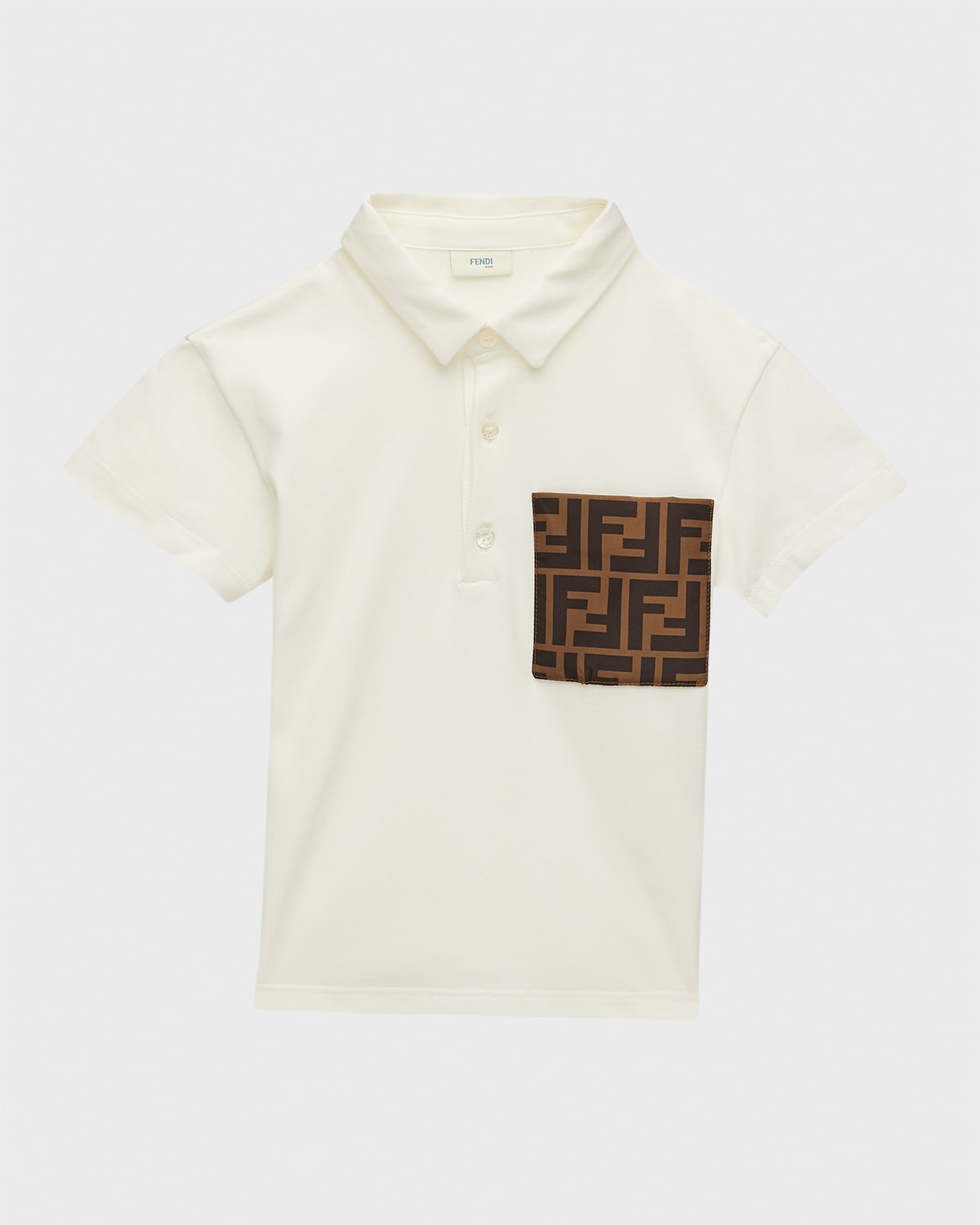 Fendi Kids' Monogram Short-sleeved Polo Shirt In Bianco