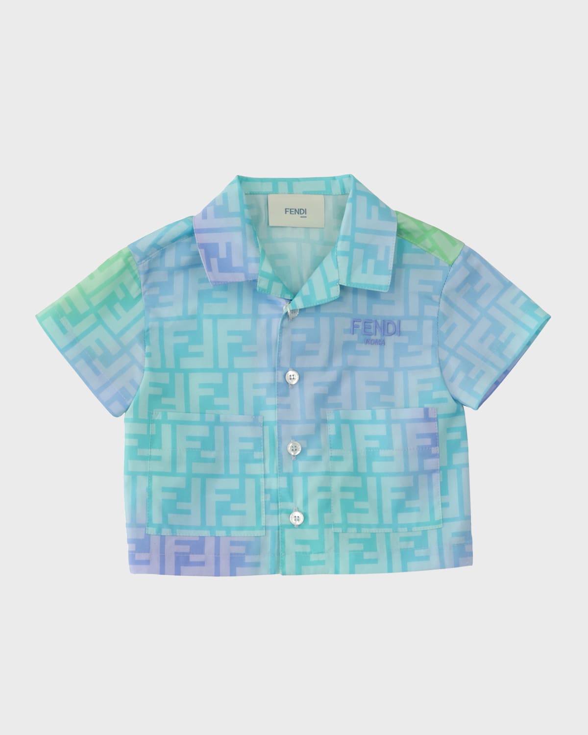 Boy's Monogram-Print Button Down Shirt, Size 12M-24M