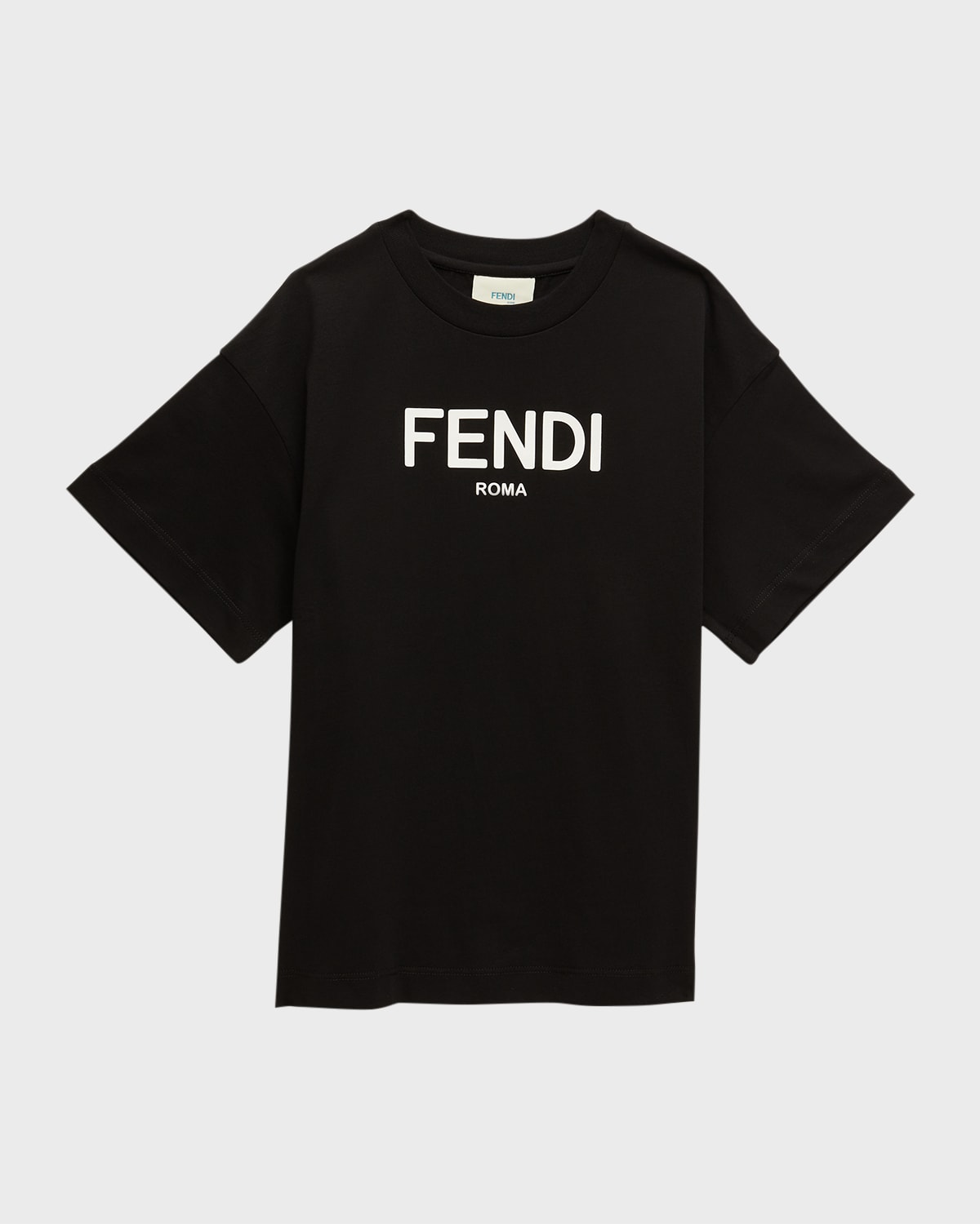 Fendi Kids' Girl's Classic Logo-print T-shirt In Black