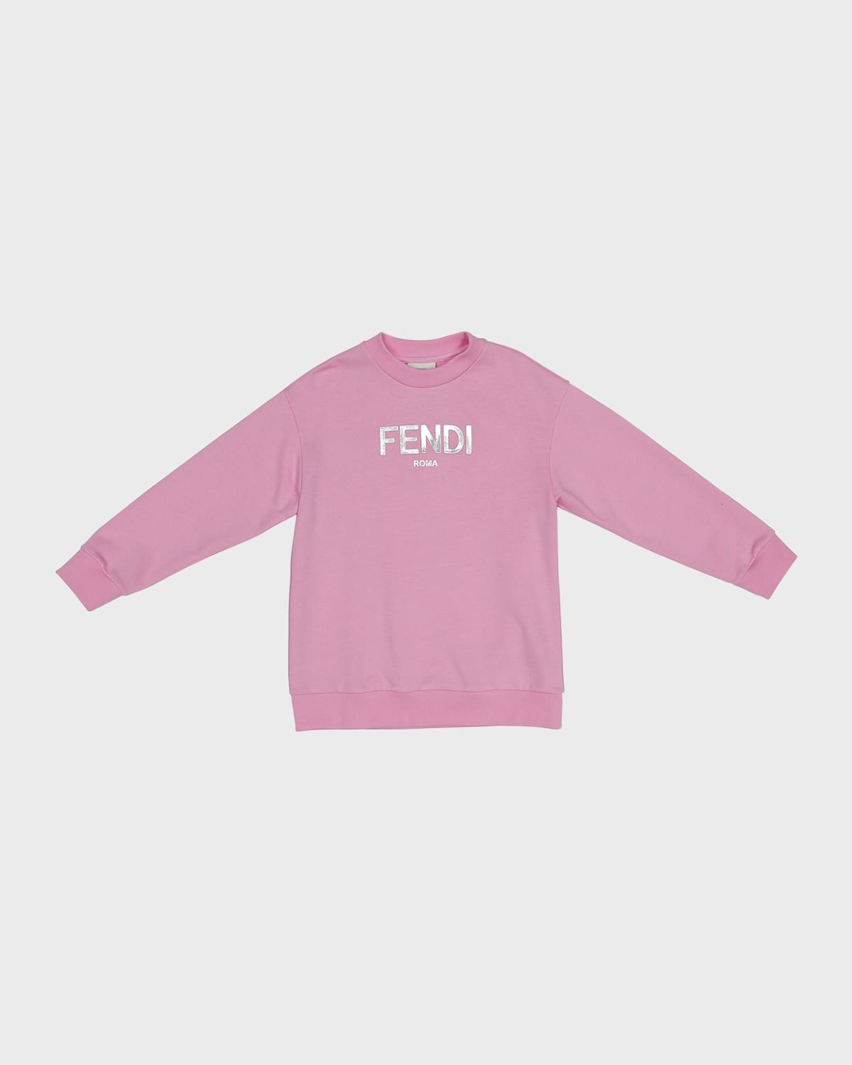 Fendi Kids' Girl's Classic Logo-print Sweatshirt In Lyb Flamingo Metal