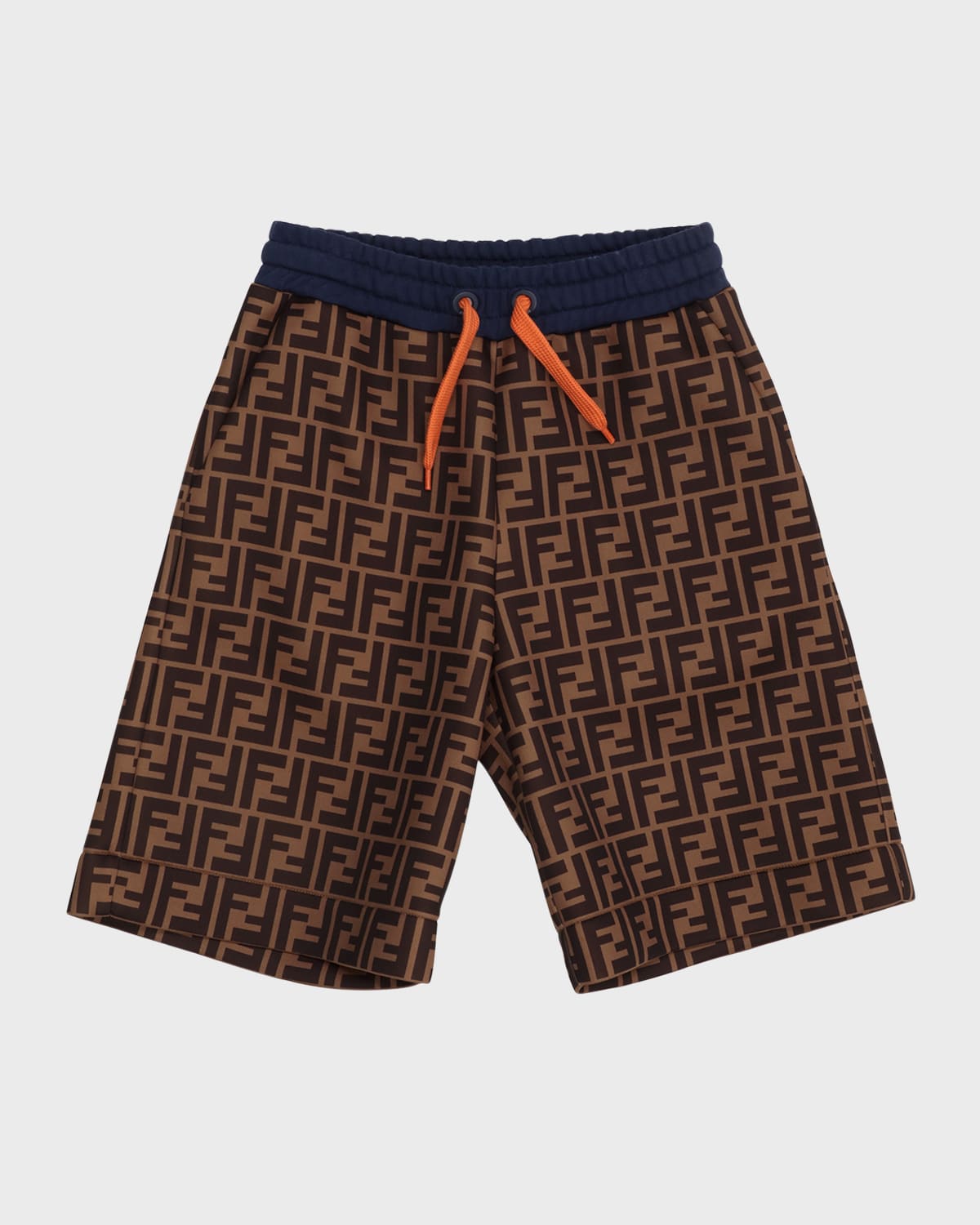 Fendi Ff-logo Print Drawstring Shorts In F1jdt Brown