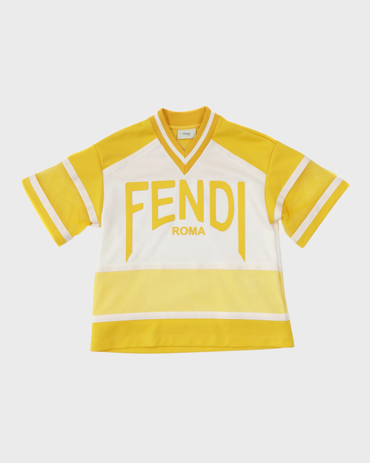 FENDI BOY'S LOGO-PRINT HOCKEY-INSPIRED T-SHIRT 