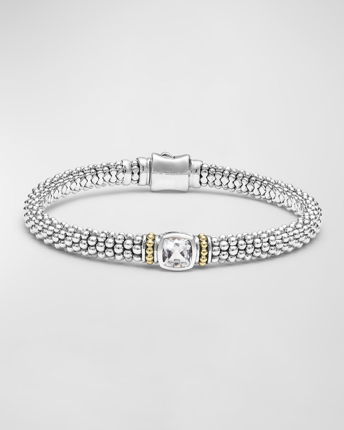 Rittenhouse White Topaz Bracelet in Sterling Silver and 18k Gold, 6mm