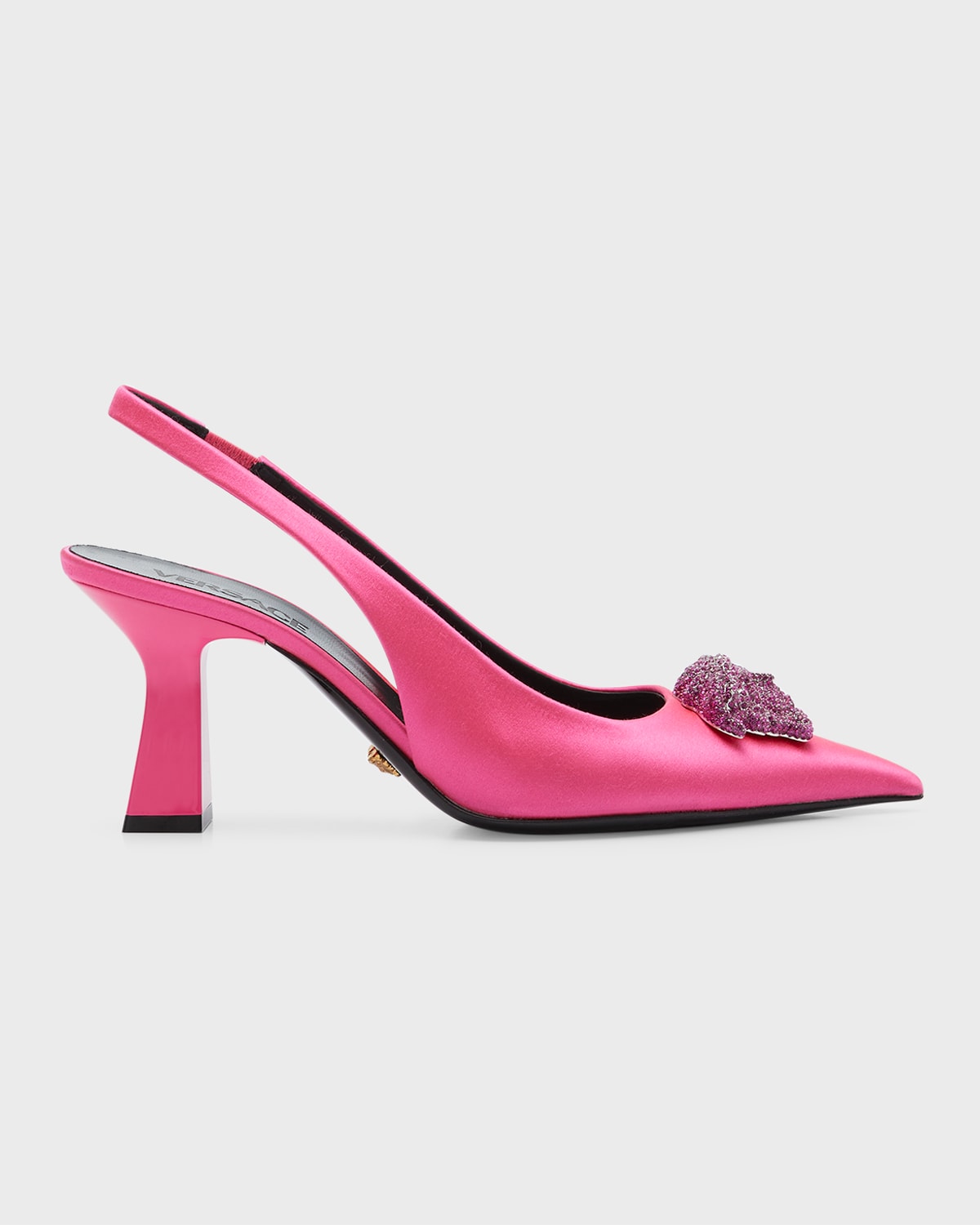 Versace Crystal Medusa Satin Slingback Pumps In 1pm60 Tropical Pi