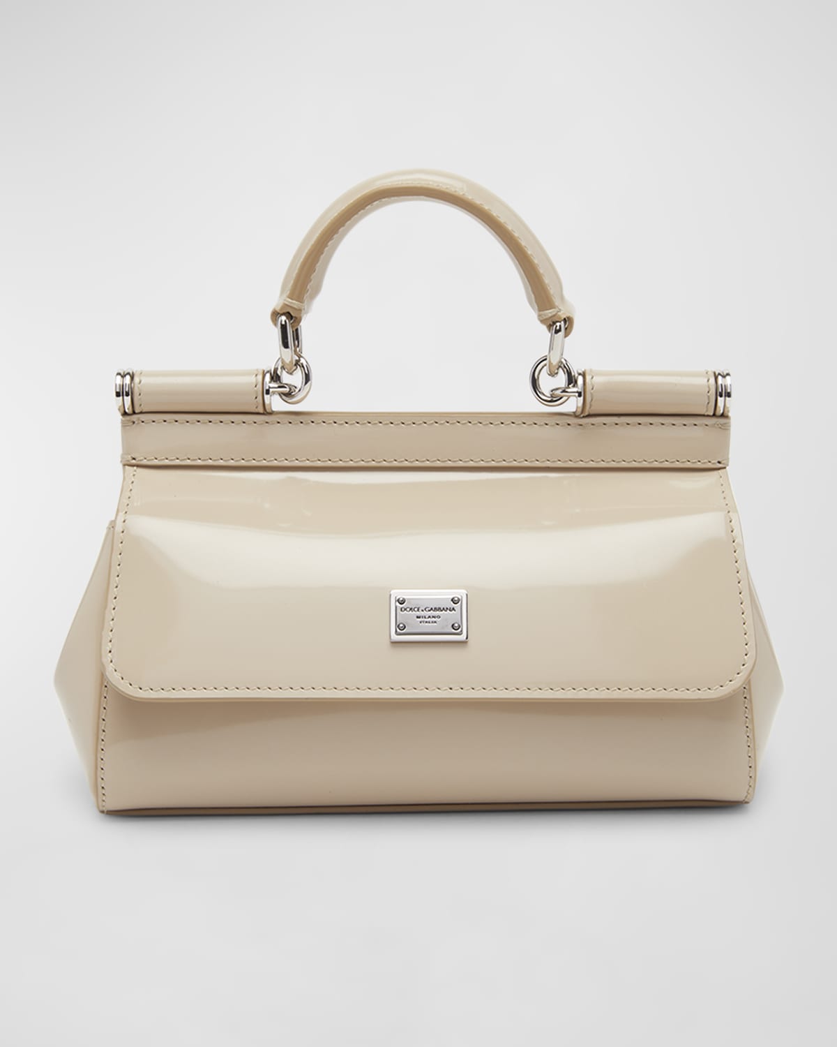 Dolce & Gabbana Patent Leather Mini Top Handle Crossbody In Cappuccino