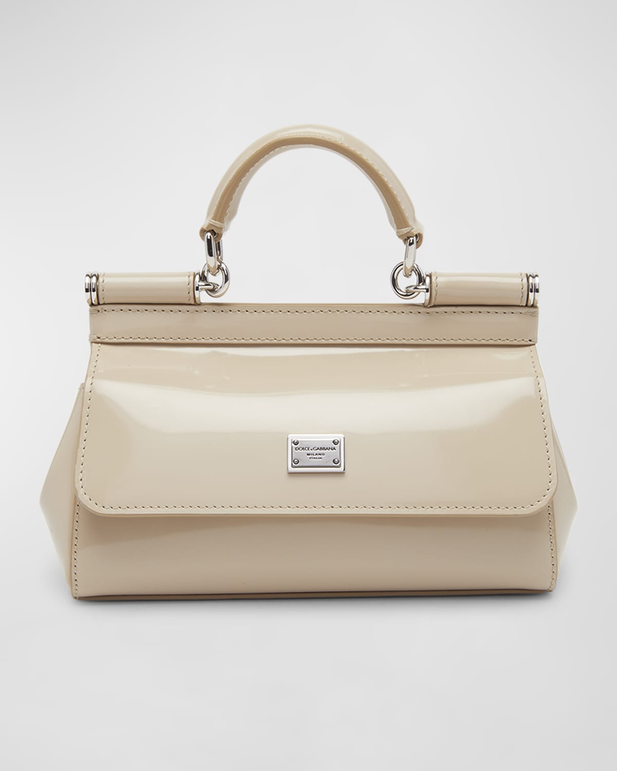 Sicily Medium Leather Shoulder Bag in Neutrals - Dolce Gabbana