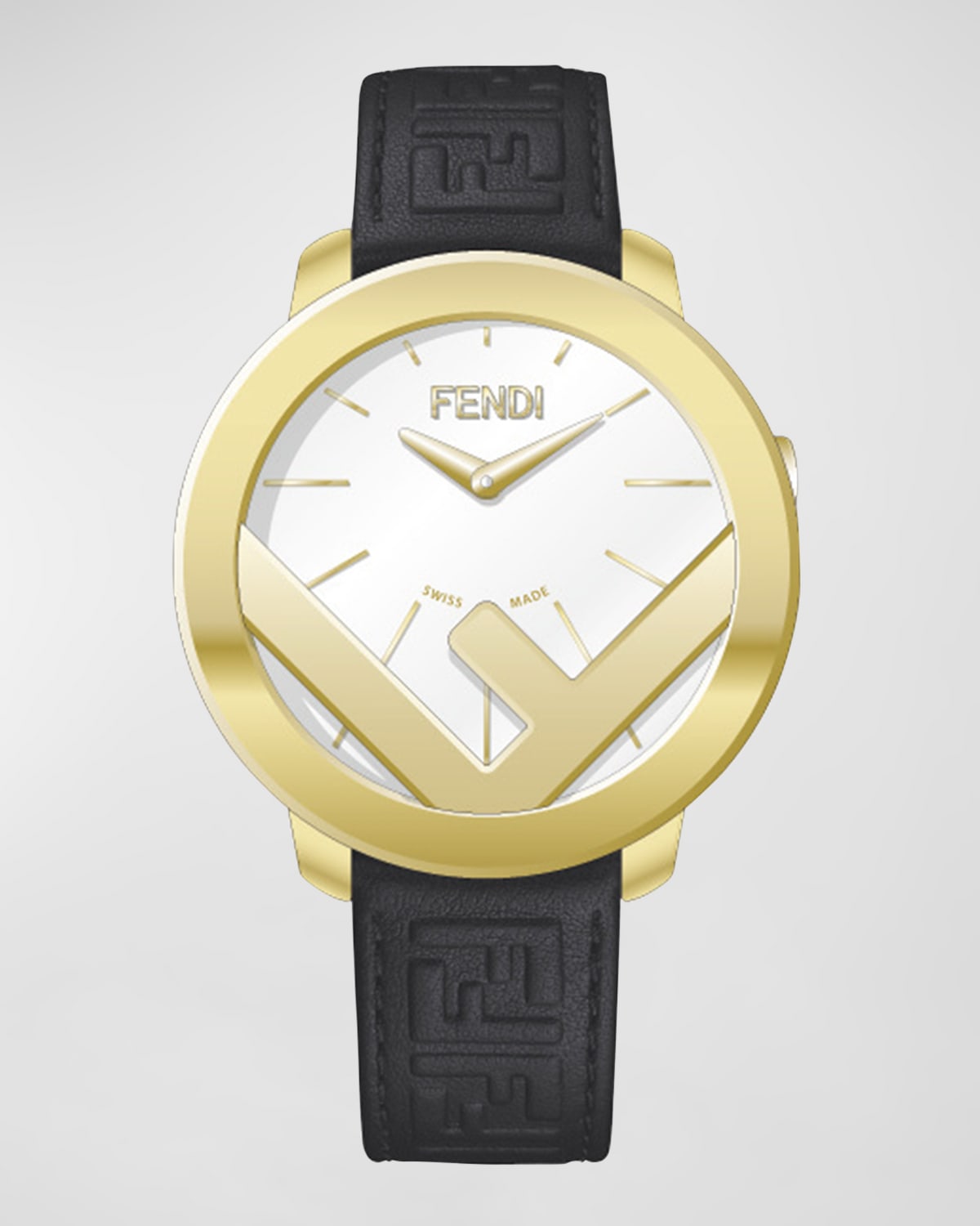 Fendi F Is  Ff Leather Bracelet Watch, 28mm In Bianco Nero