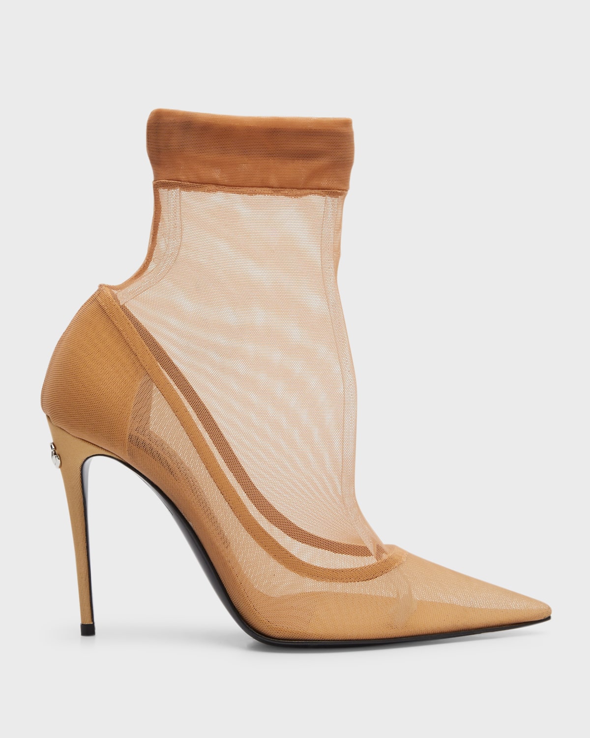 Dolce & Gabbana Dg Mesh Stiletto Sock Booties In Slmon/make