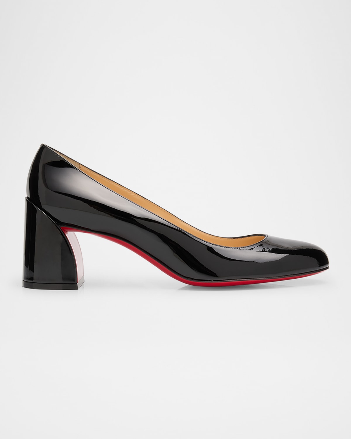 Christian Louboutin Black Patent Leather Baobab Block Heel Pumps Size 38.5  Christian Louboutin