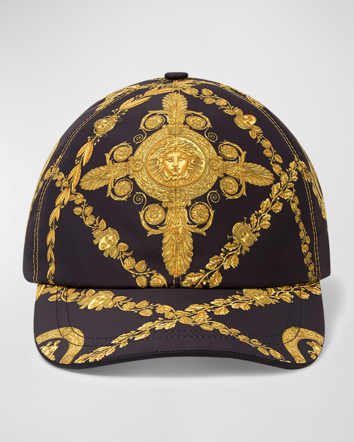 Versace Medusa-print Baseball Cap In Blackgold