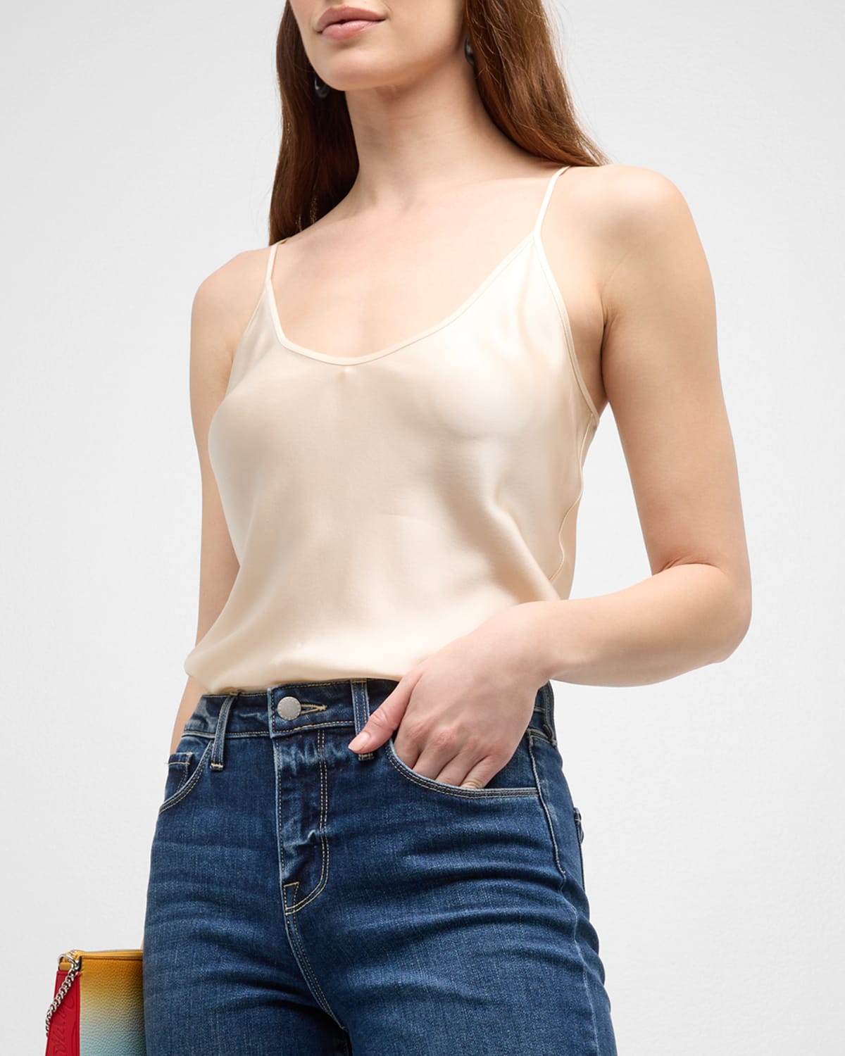 L Agence Lexi Silk Camisole In Pearl
