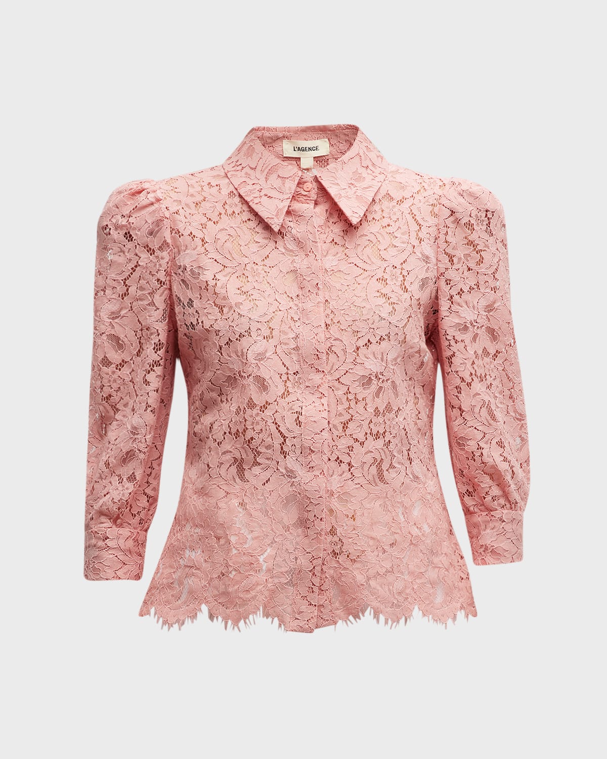 Shop L'AGENCE Andrea Lace Button-Front Blouse