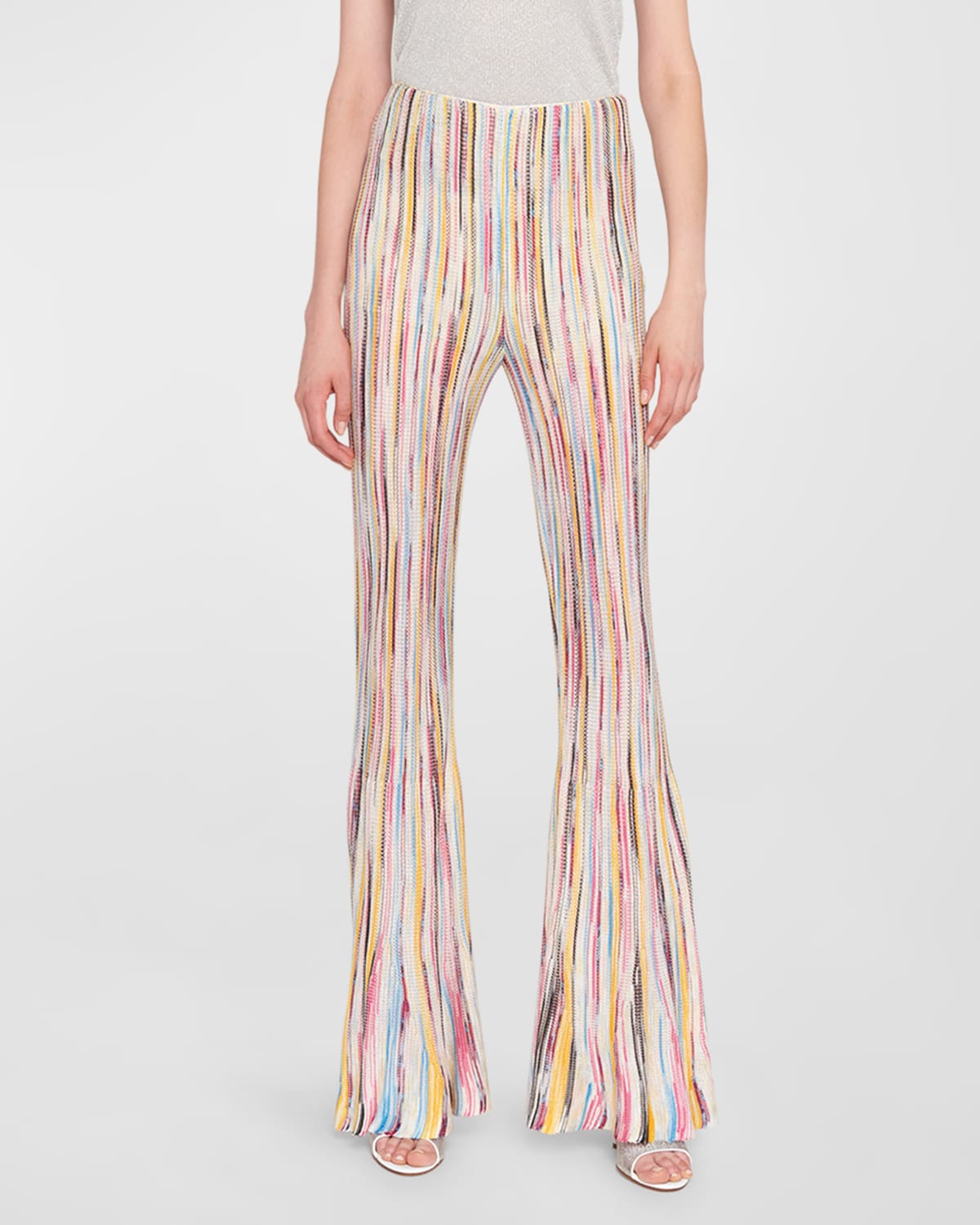 Missoni Stripe-pattern Semi-sheer Flared Trousers In Multicolor