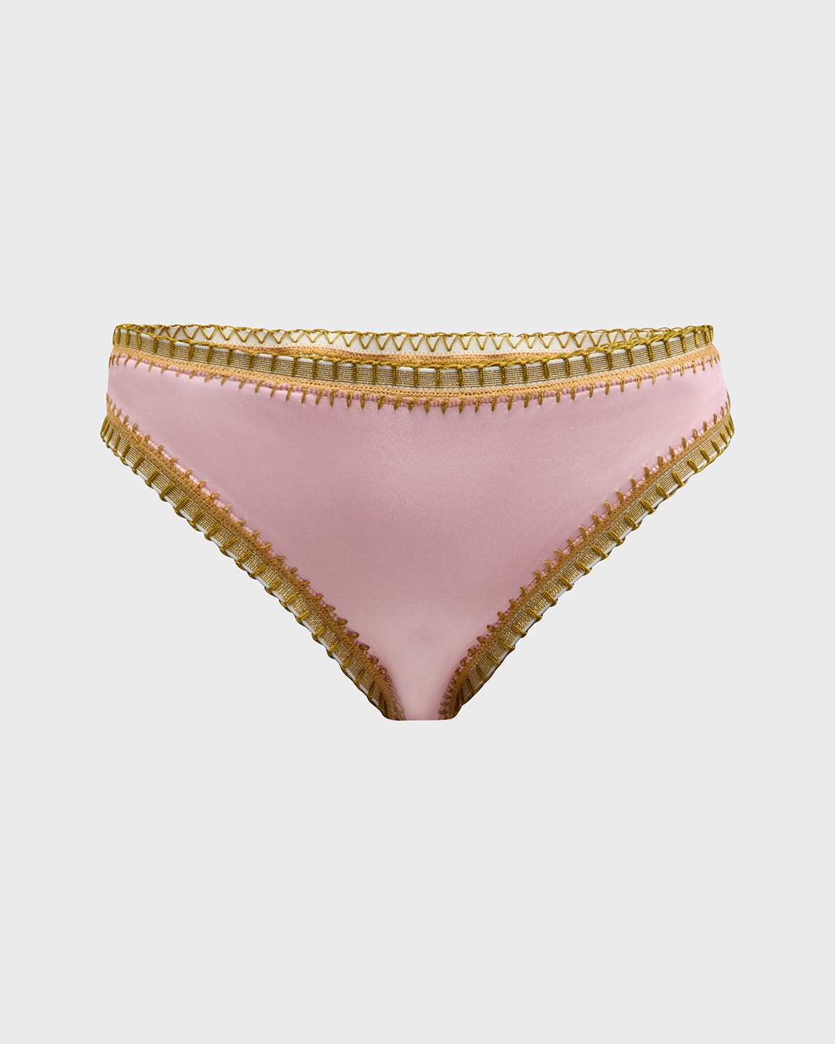 Platinum Inspired By Solange Ferrarini Crochet-trim Bikini Bottoms In Pink Sands