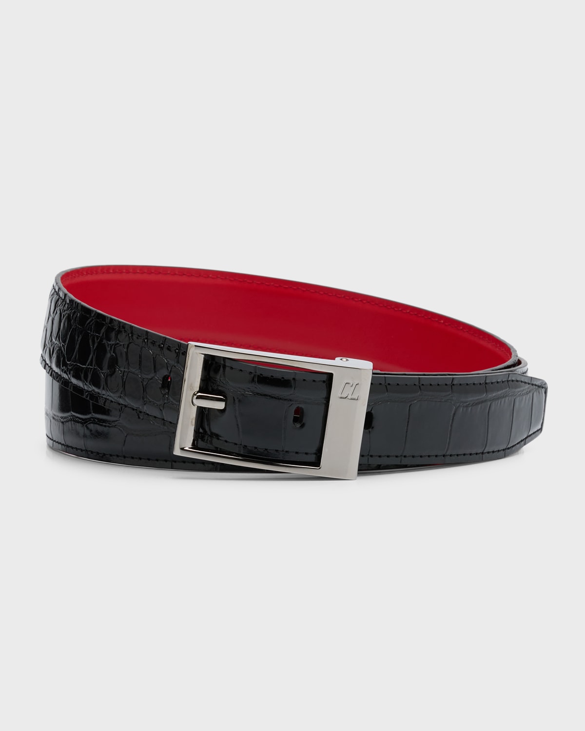 Christian Louboutin Cl Logo Buckle Patent Leather Belt In Loubi