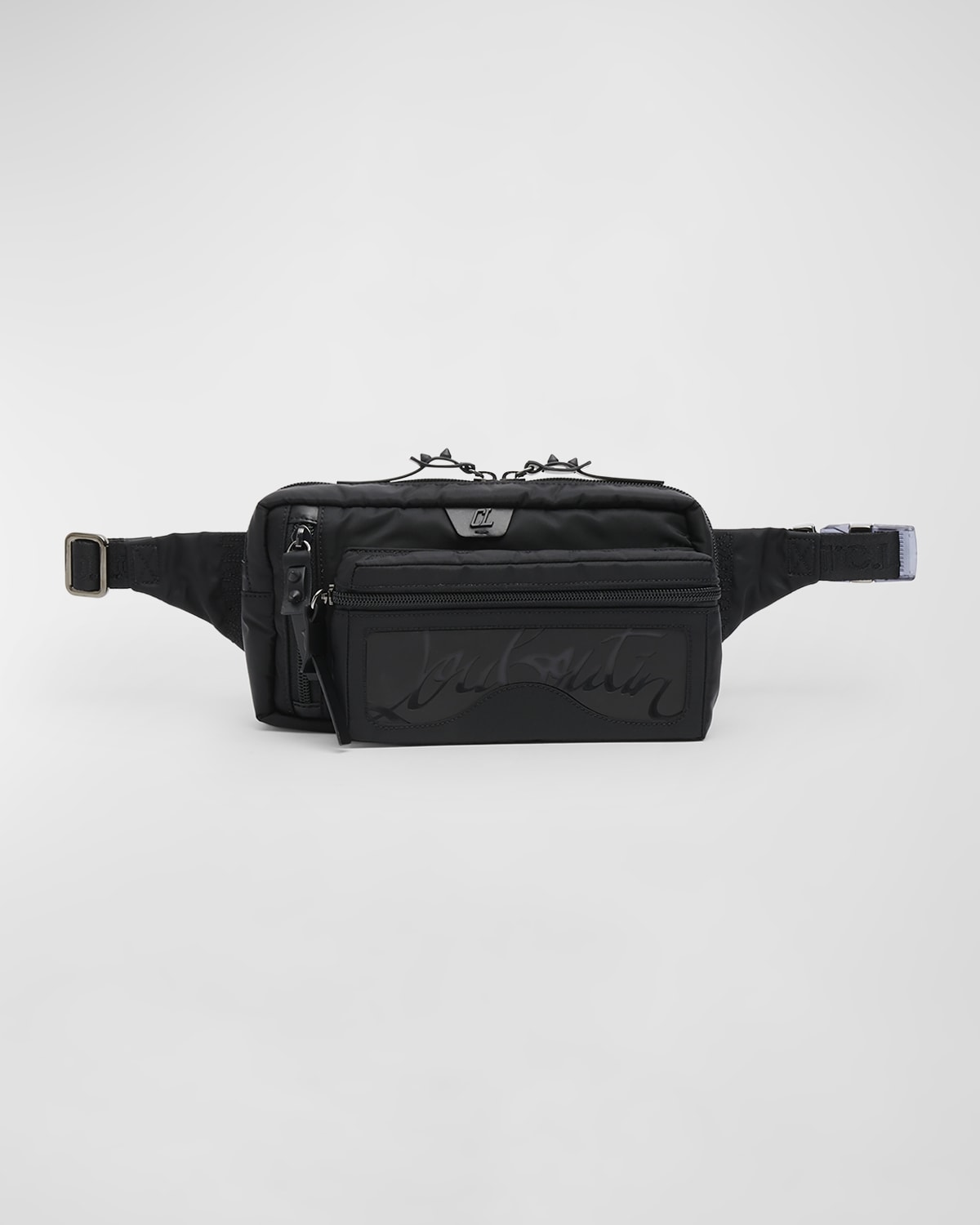 Shop Christian Louboutin Men's Loubideal Sneaker Sole Nylon Belt Bag In Black/black/black