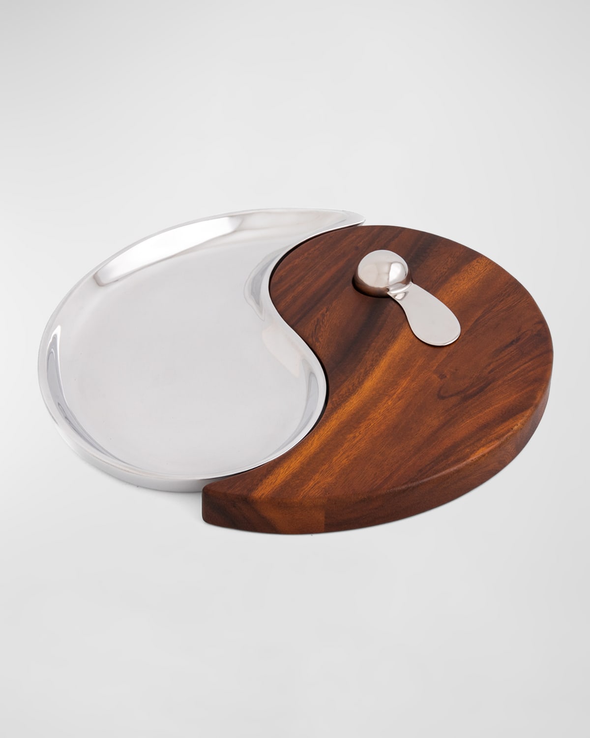 Nambe Yin Yang Cheese Board With Spreader, 2 Piece Set