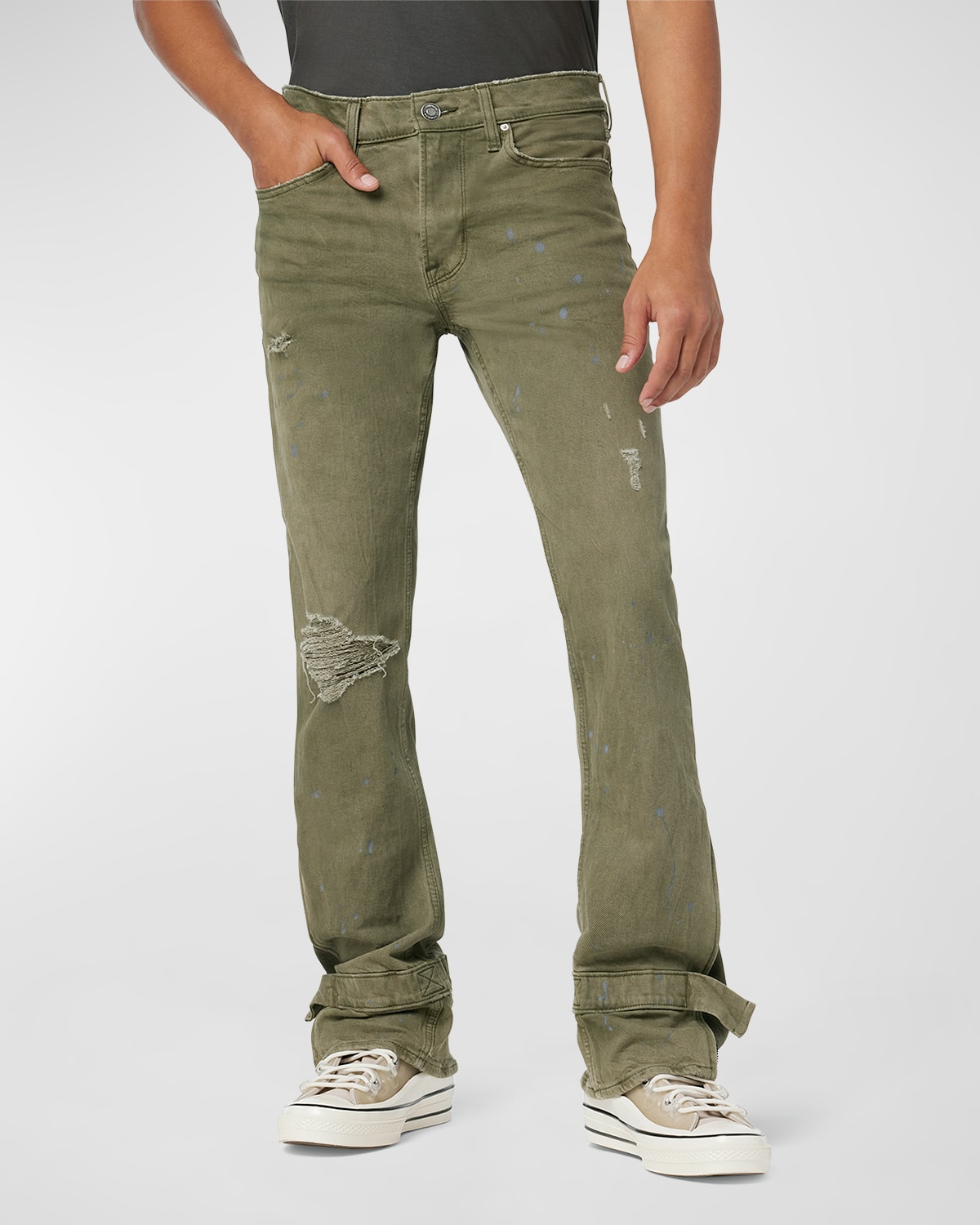 Hudson Men's Jack Kick Flare Jeans In Stained Green | ModeSens