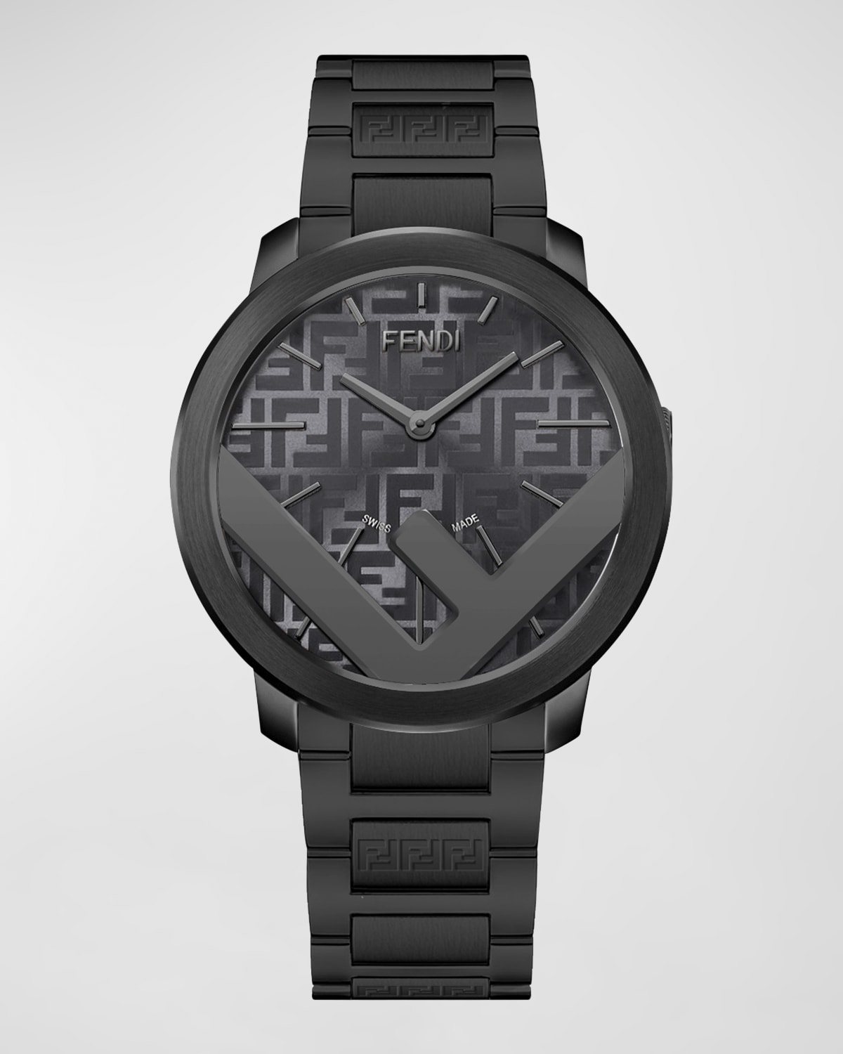 Fendi Men's F Is  Black Pvd Bracelet Watch, 41mm In Nero