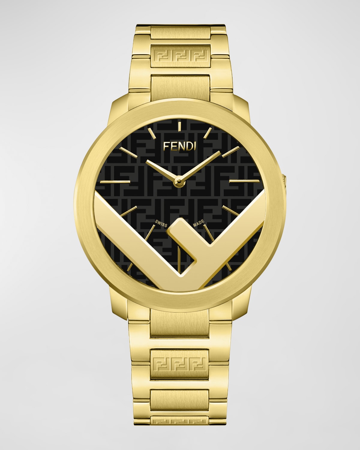 Shop Fendi Men's F Is  Ip Yellow Gold Bracelet Watch, 41mm In Nero