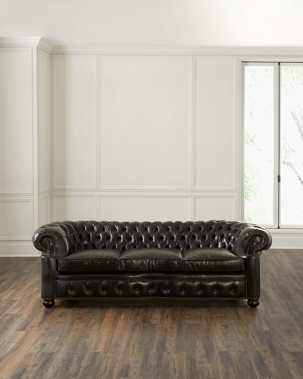 Old Hickory Tannery Rips Leather Chesterfield Sofa, 99.5"