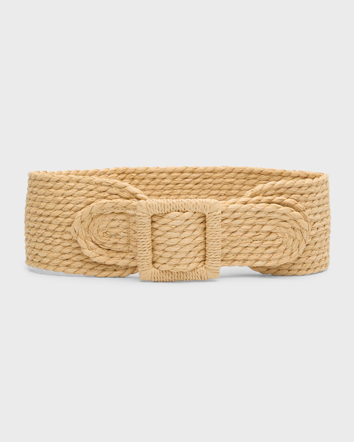 CAROLINA HERRERA RAFFIA SQUARE-BUCKLE CORSET BELT 