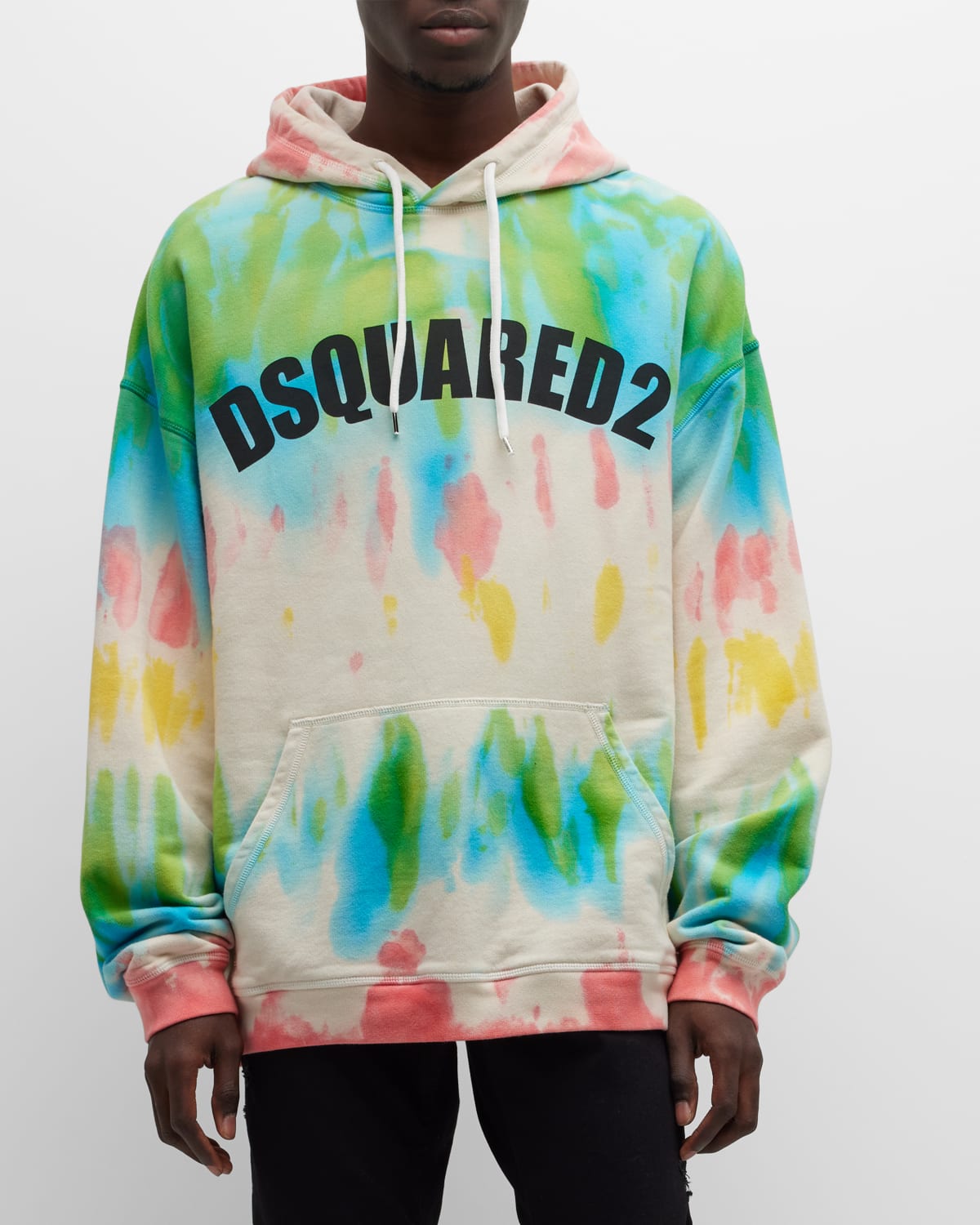 Dsquared2 Logo Print Hoodie Man Sweatshirt Sky Blue Size Xxl Cotton In Multicolor