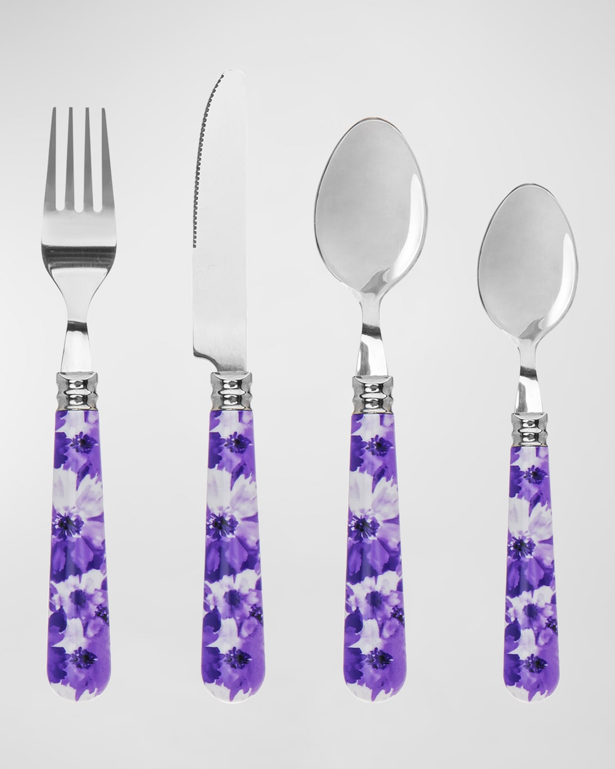Claro Purple Floral 16-Piece Flatware Set