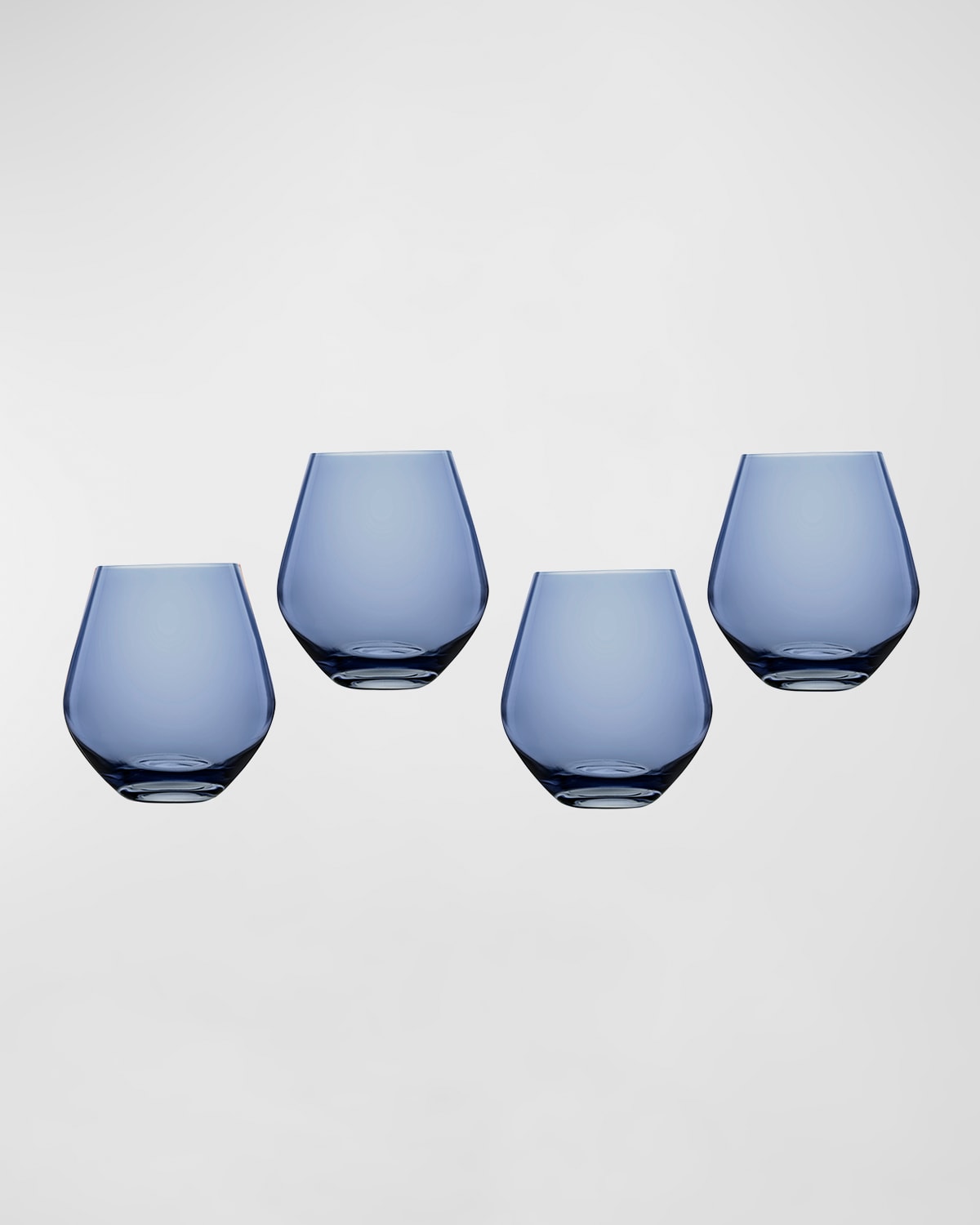 Meridian Stemless Wine Glasses, Blue - Set of 4