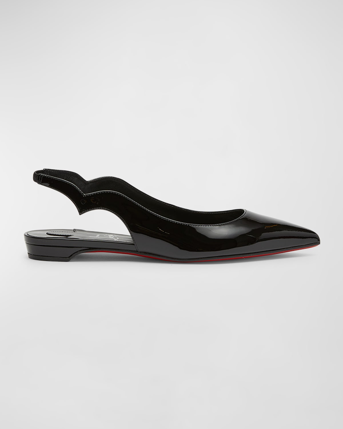 Shop Christian Louboutin Hot Chickita Patent Red Sole Slingback Flats In Black