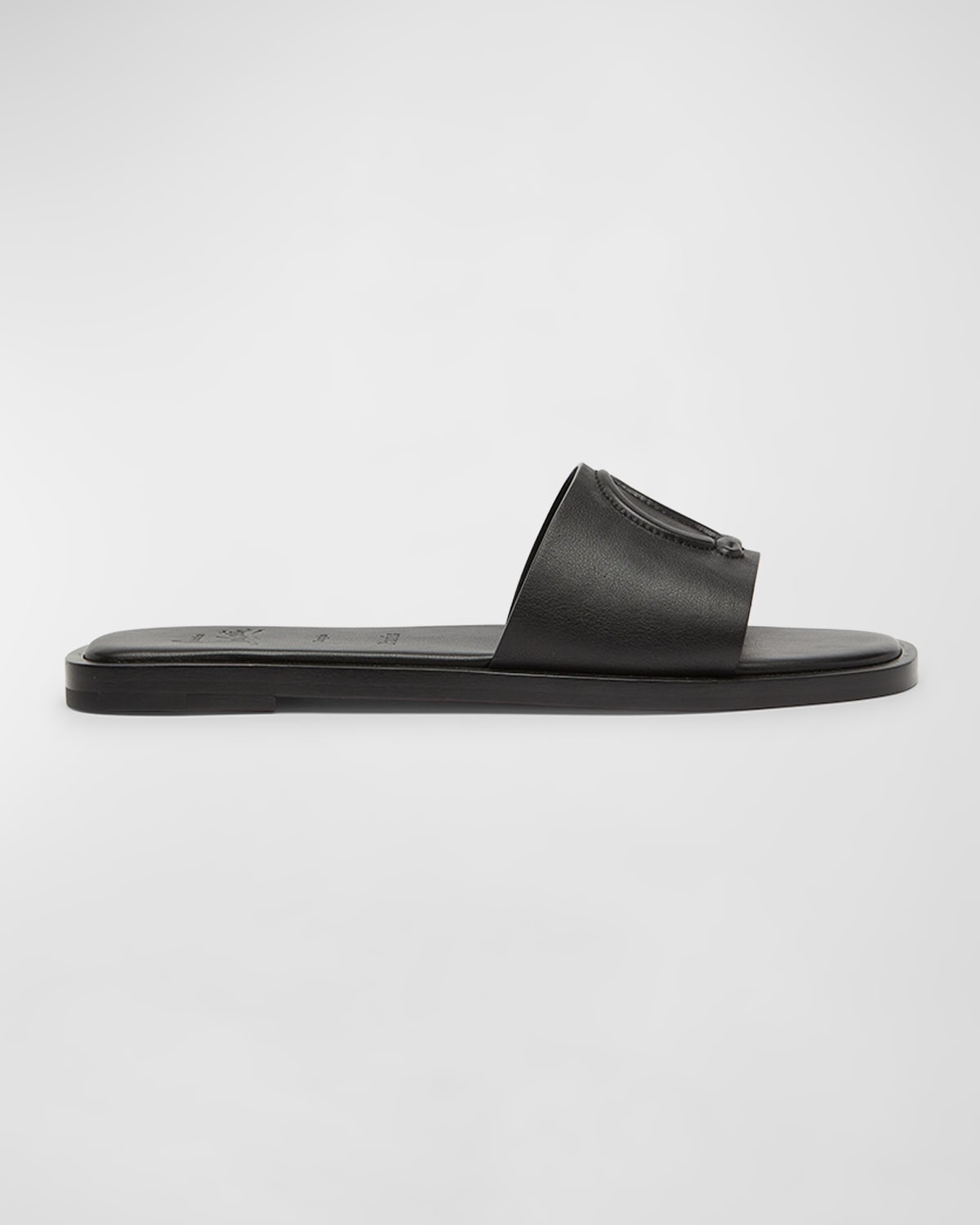 Shop Christian Louboutin Leather Logo Red Sole Slide Sandals In Black