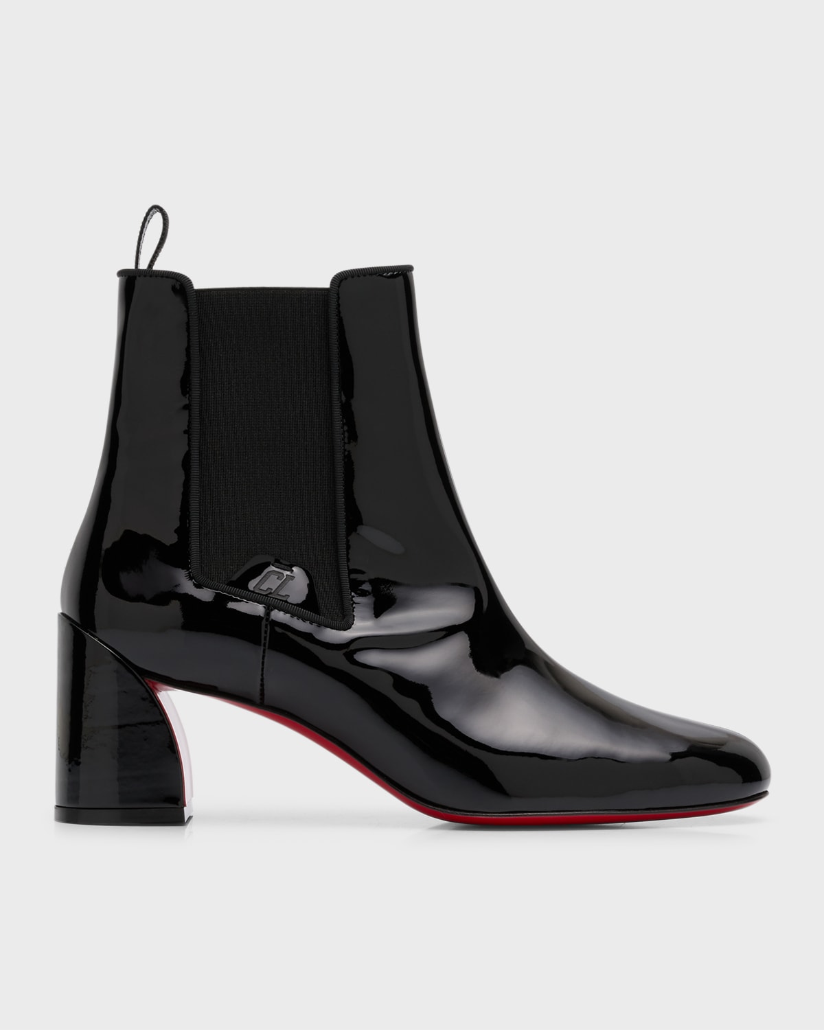 Shop Christian Louboutin Patent Red Sole Chelsea Ankle Boots In Black