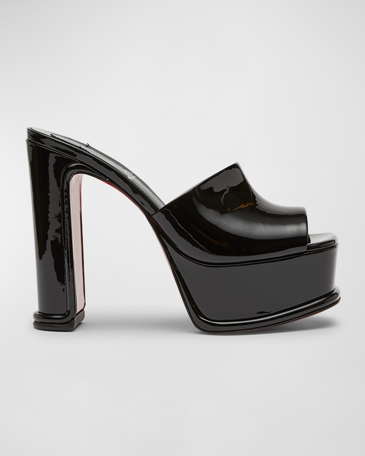 Christian Louboutin Amali Patent Red Sole Platform Mule Sandals In Black