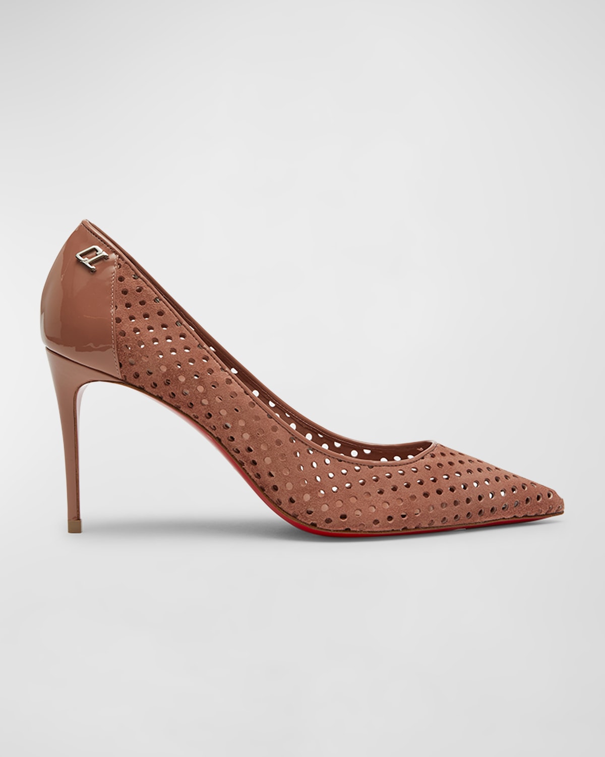 CHRISTIAN LOUBOUTIN KATE PERFORATED SUEDE RED SOLE PUMPS