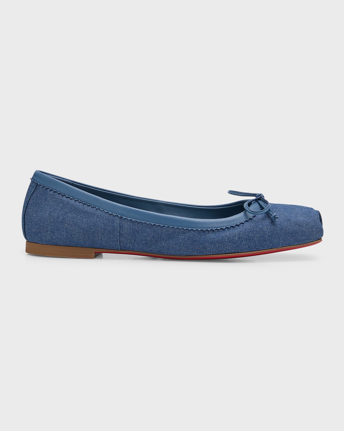 Christian Louboutin Mamadrague Cotton Red Sole Ballerina Flats In Blue