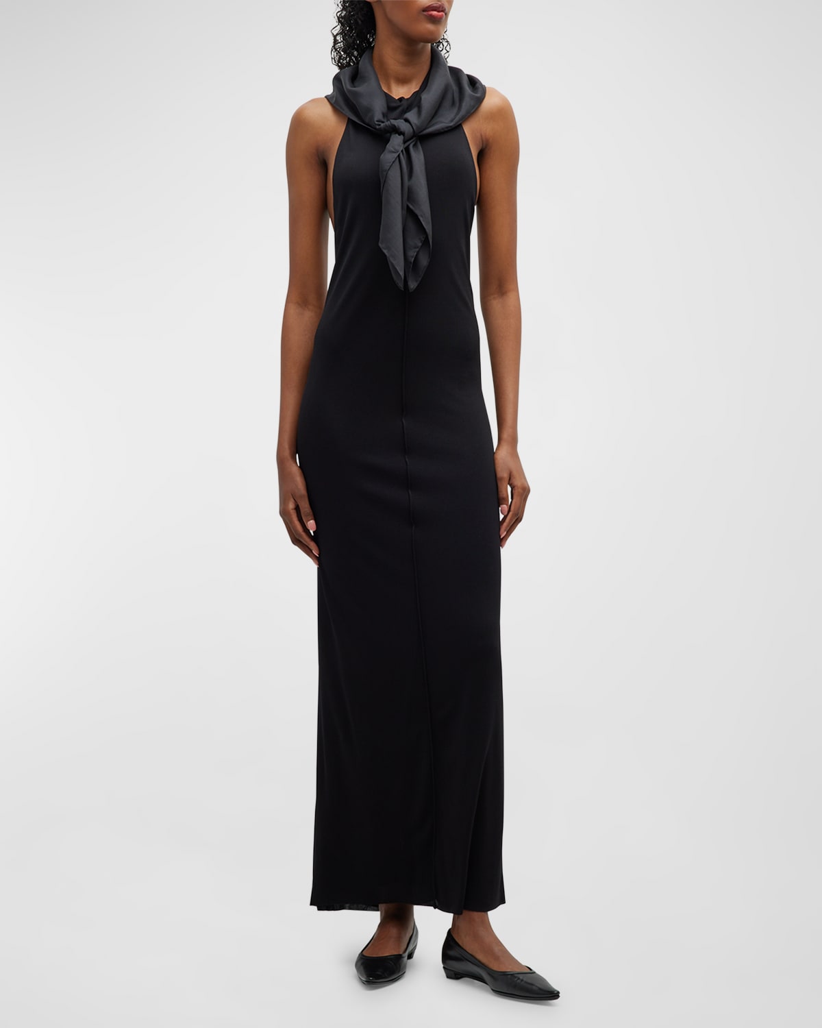 The Row Brynlee Open-back Jersey Midi Dress In Black