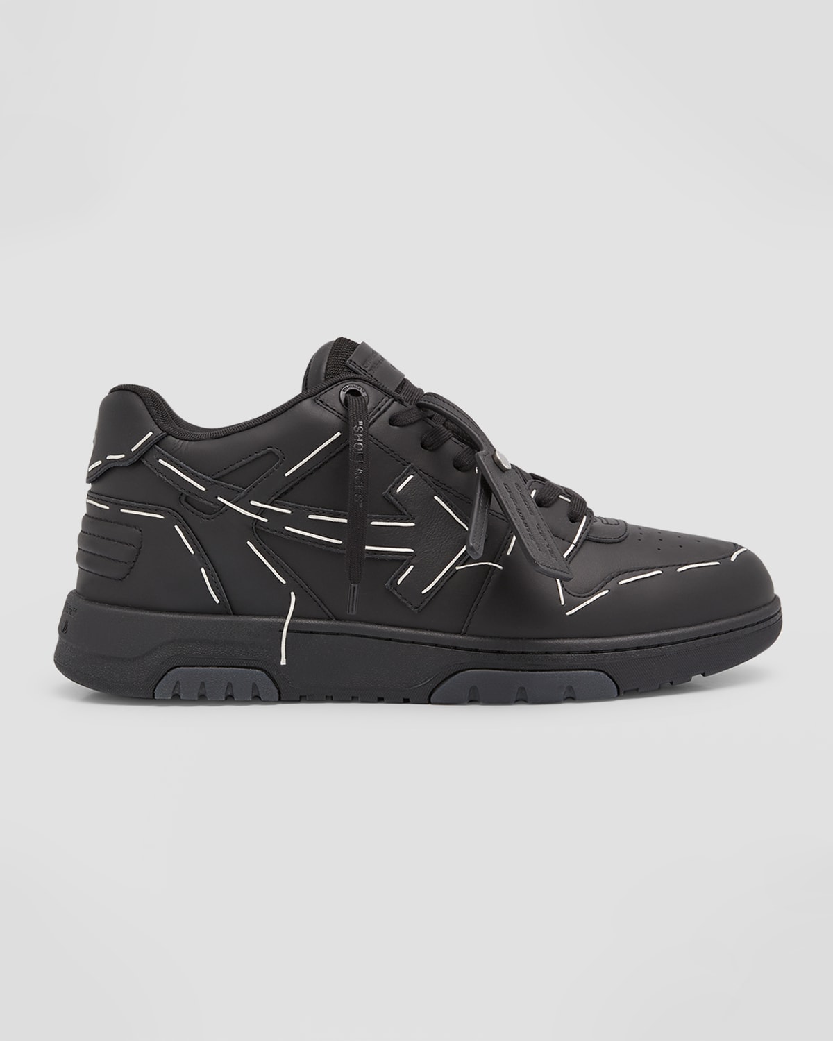 Off-white Men's Out Of Office Stitched Leather Low-top Sneakers In Black