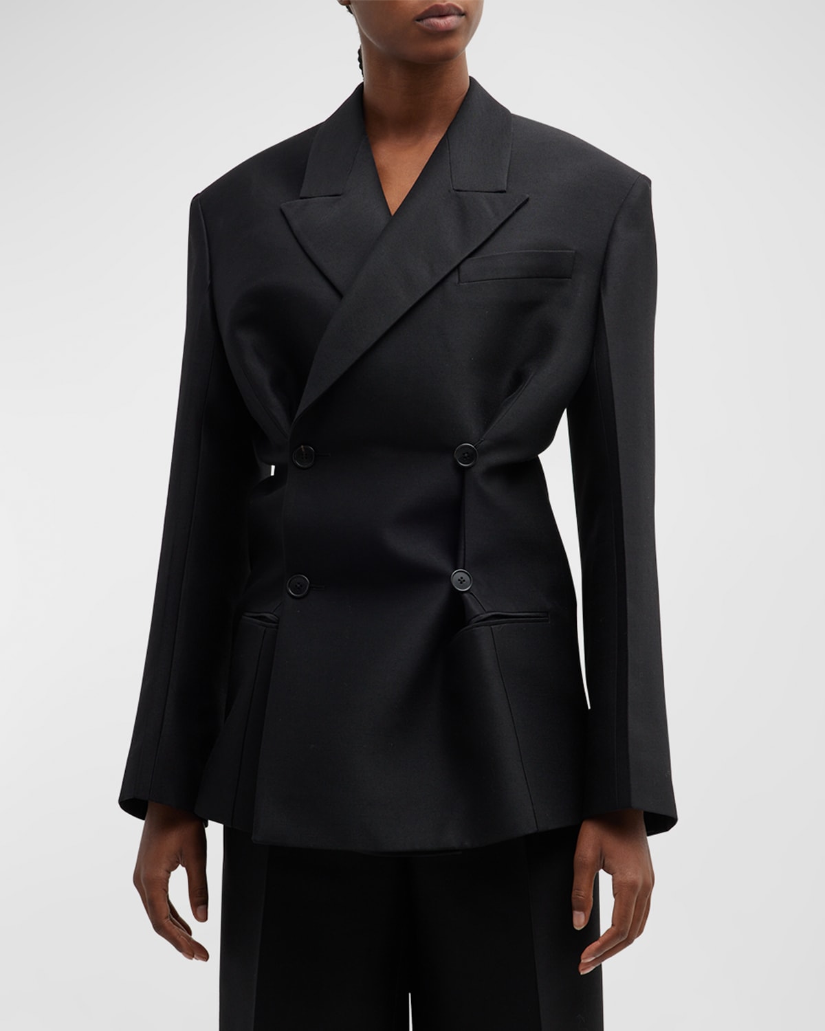Shop The Row Cosima Double-breasted Blazer Jacket In Black