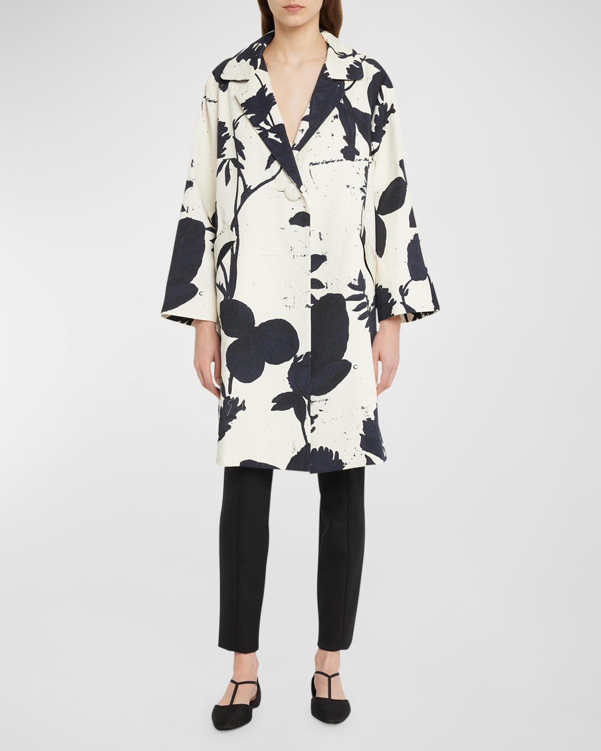 Shop Libertine Cyanotypes Abstract Printed Top Coat In Ivory Blue
