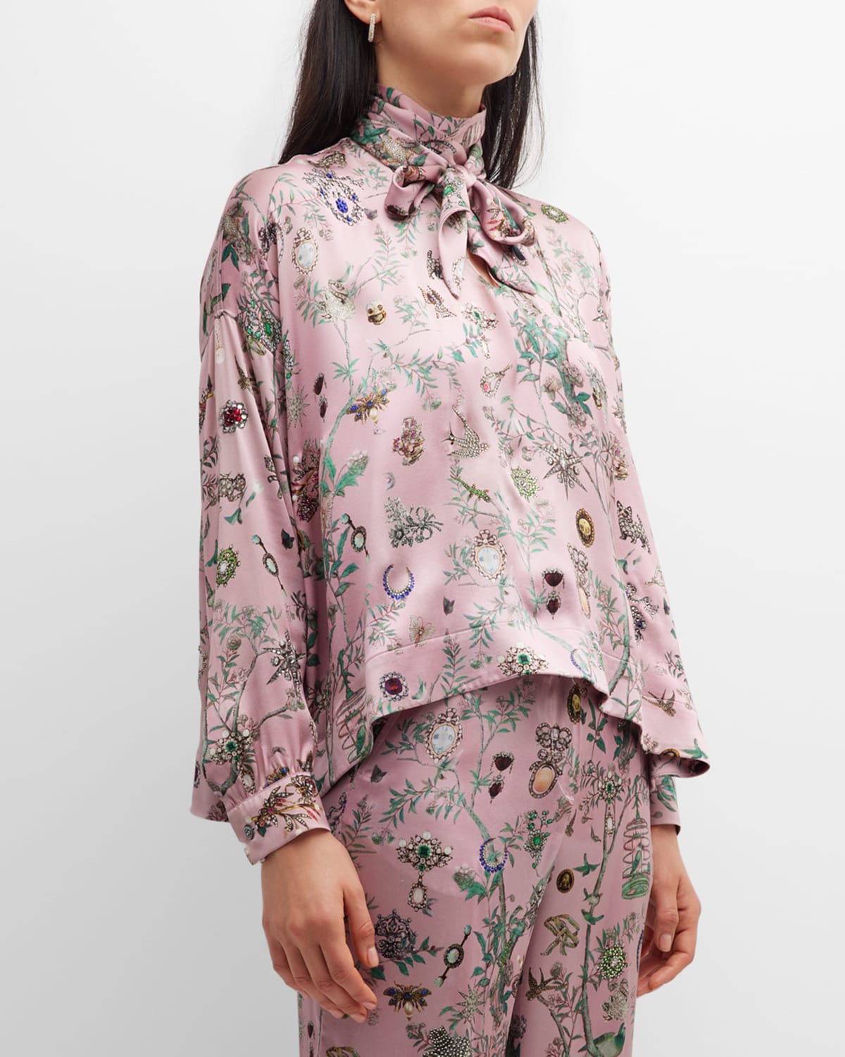 Libertine Pauline De Rothchild Printed Tie-neck Blouse In Pink Multi