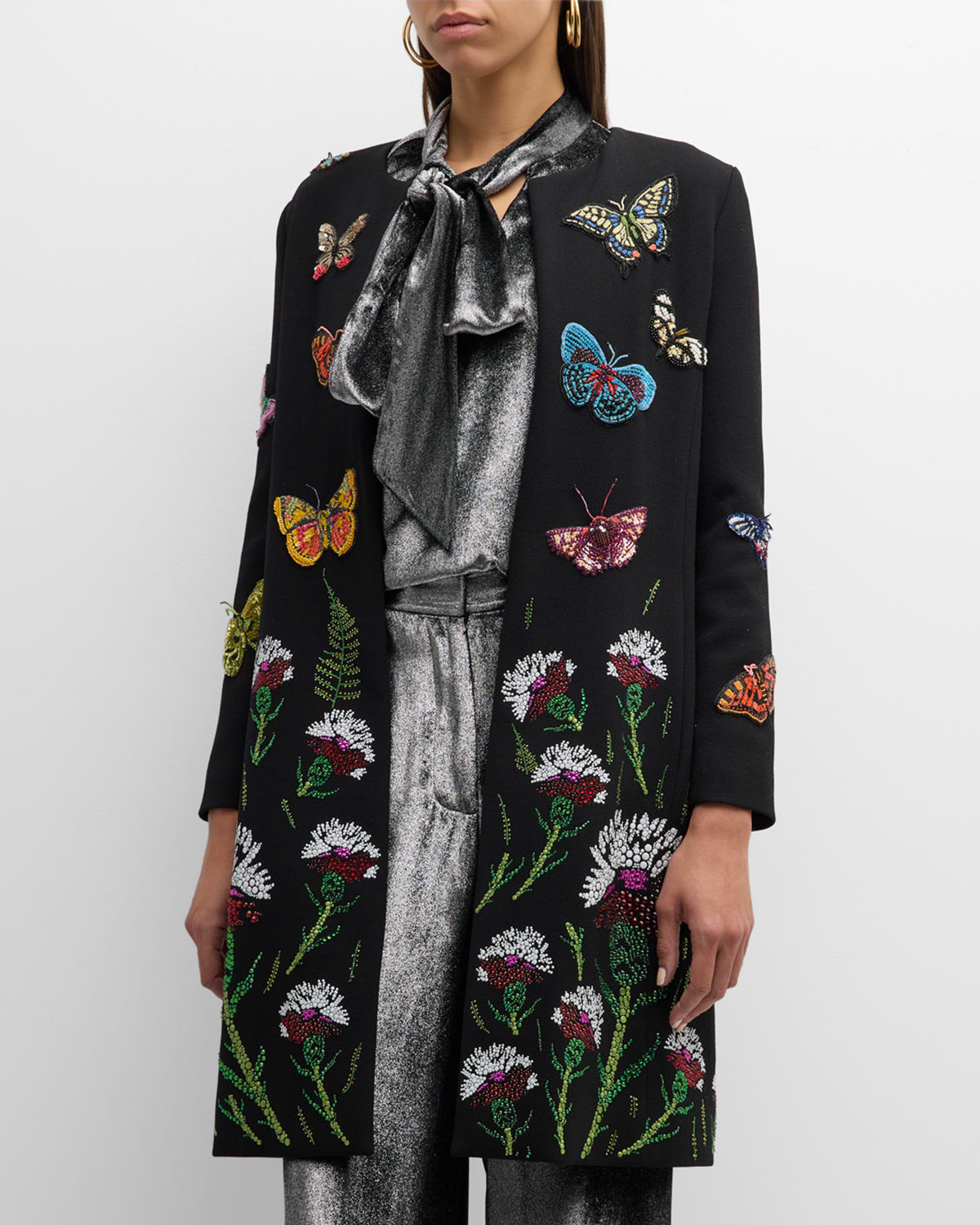 Libertine Millions Of Butterflies Classic Embellished Top Coat In Black