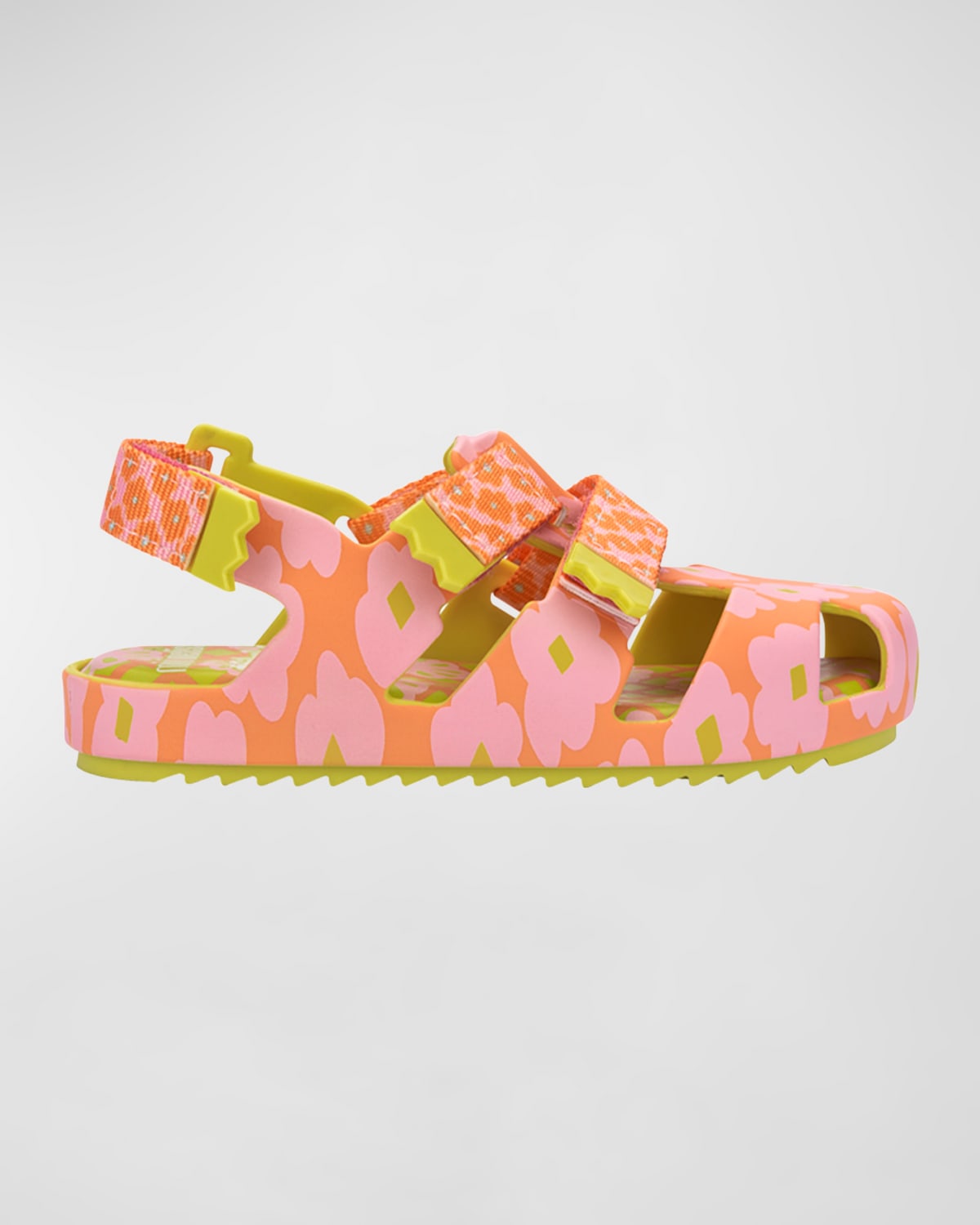 Melissa Kids' Girl's Cage Pattern Grip-strap Sandals, Baby/toddlers In Yellow/orange