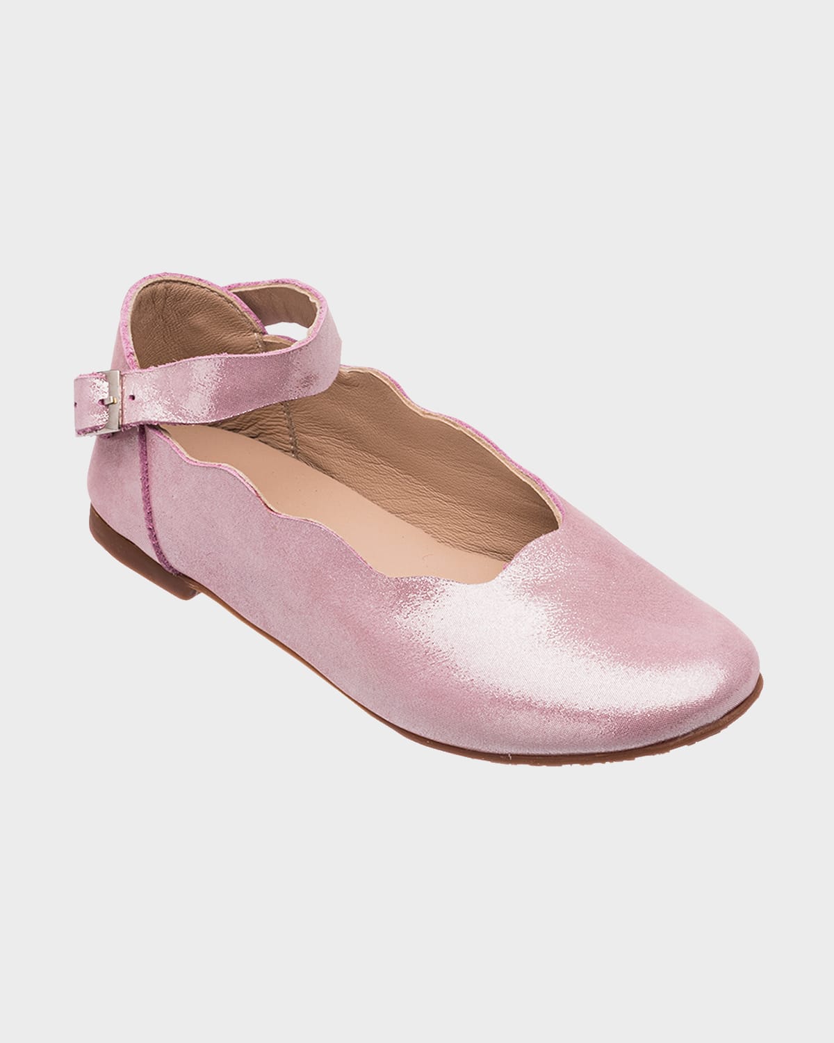 Elephantito Girl's Ondia Metallic Leather Ballerina Flats, Baby/toddler/kids In Blush