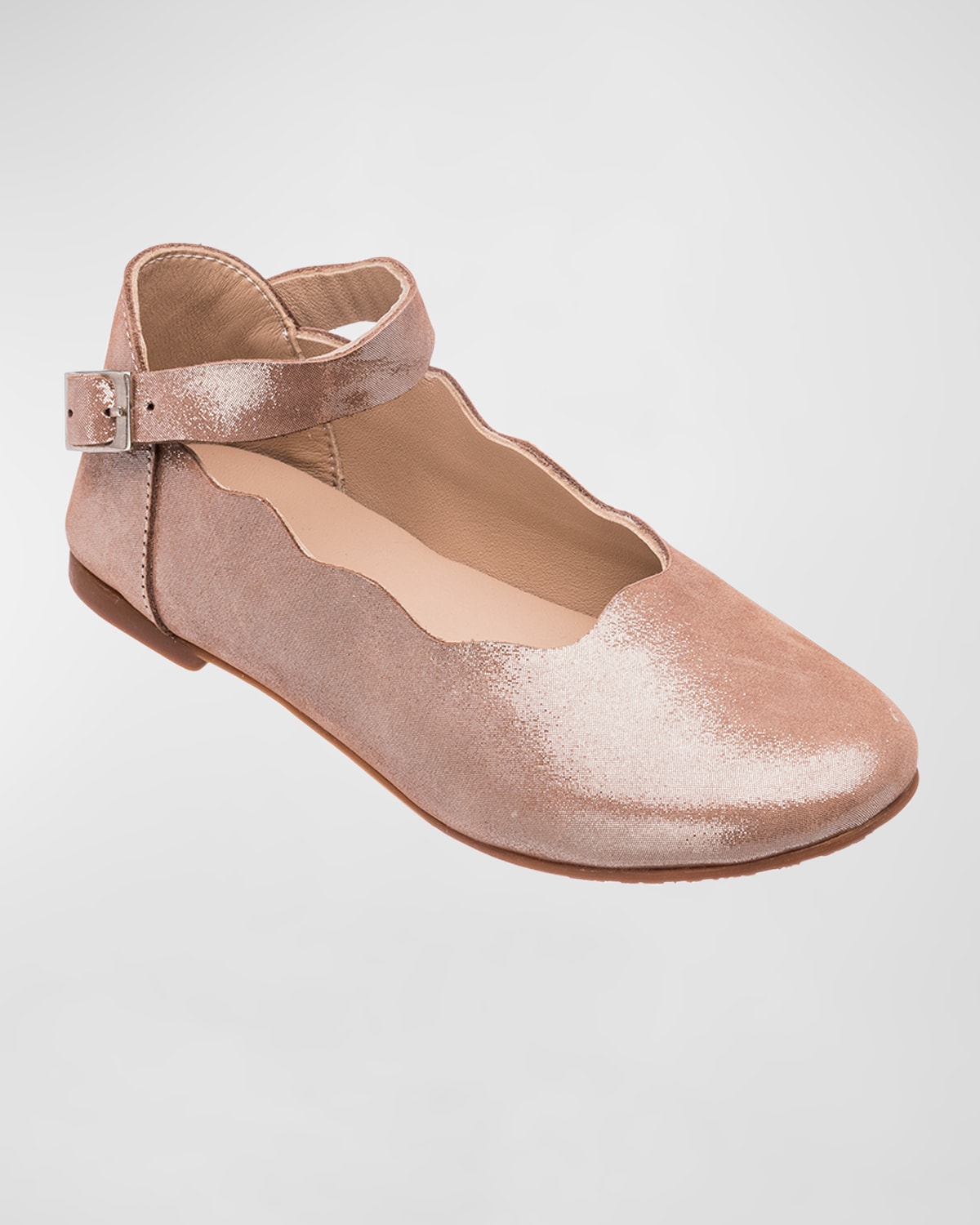 Shop Elephantito Girl's Ondia Metallic Leather Ballerina Flats, Baby/toddler/kids In Carnation