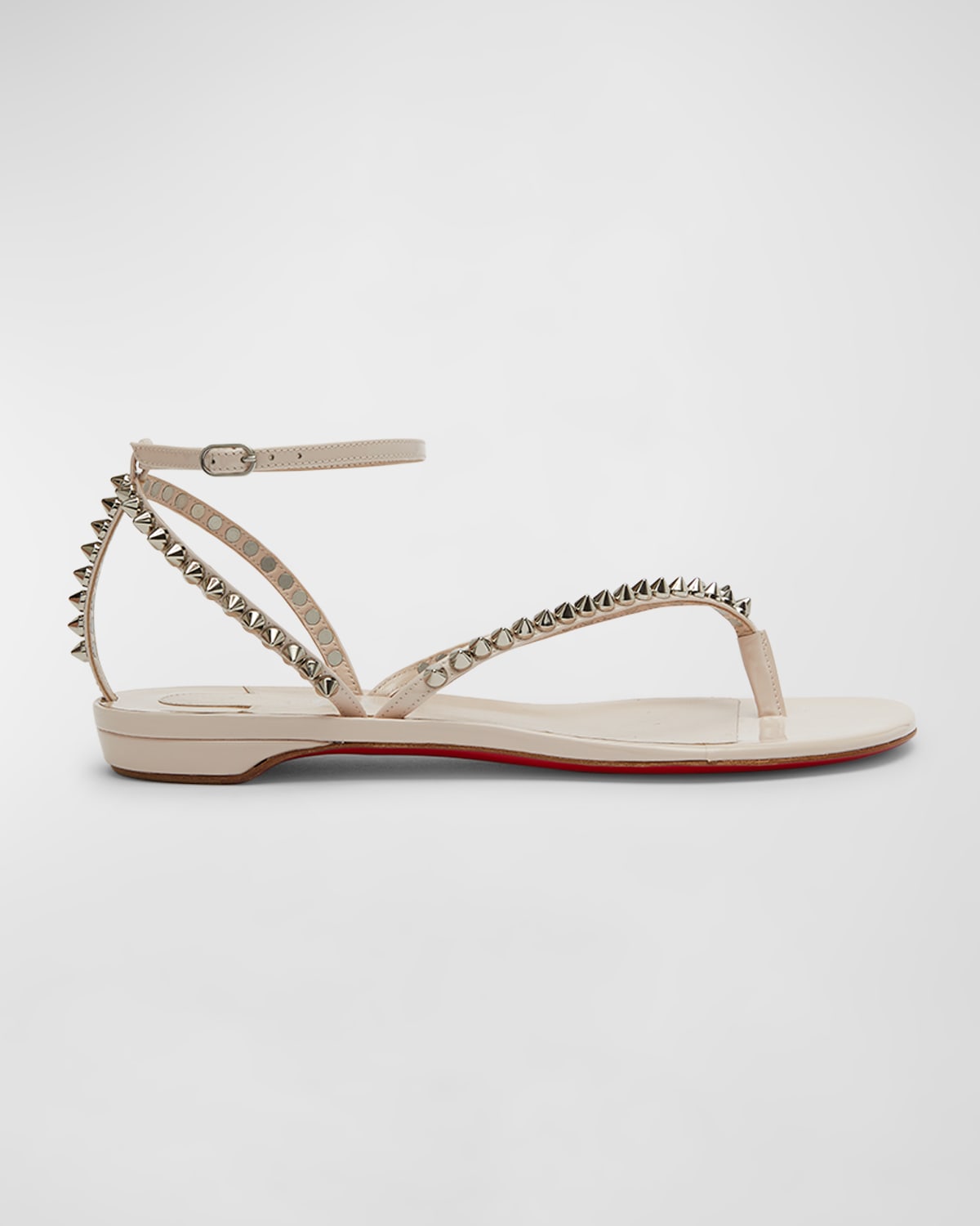 CHRISTIAN LOUBOUTIN SO ME TONGUETTA SPIKE RED SOLE THONG SANDALS