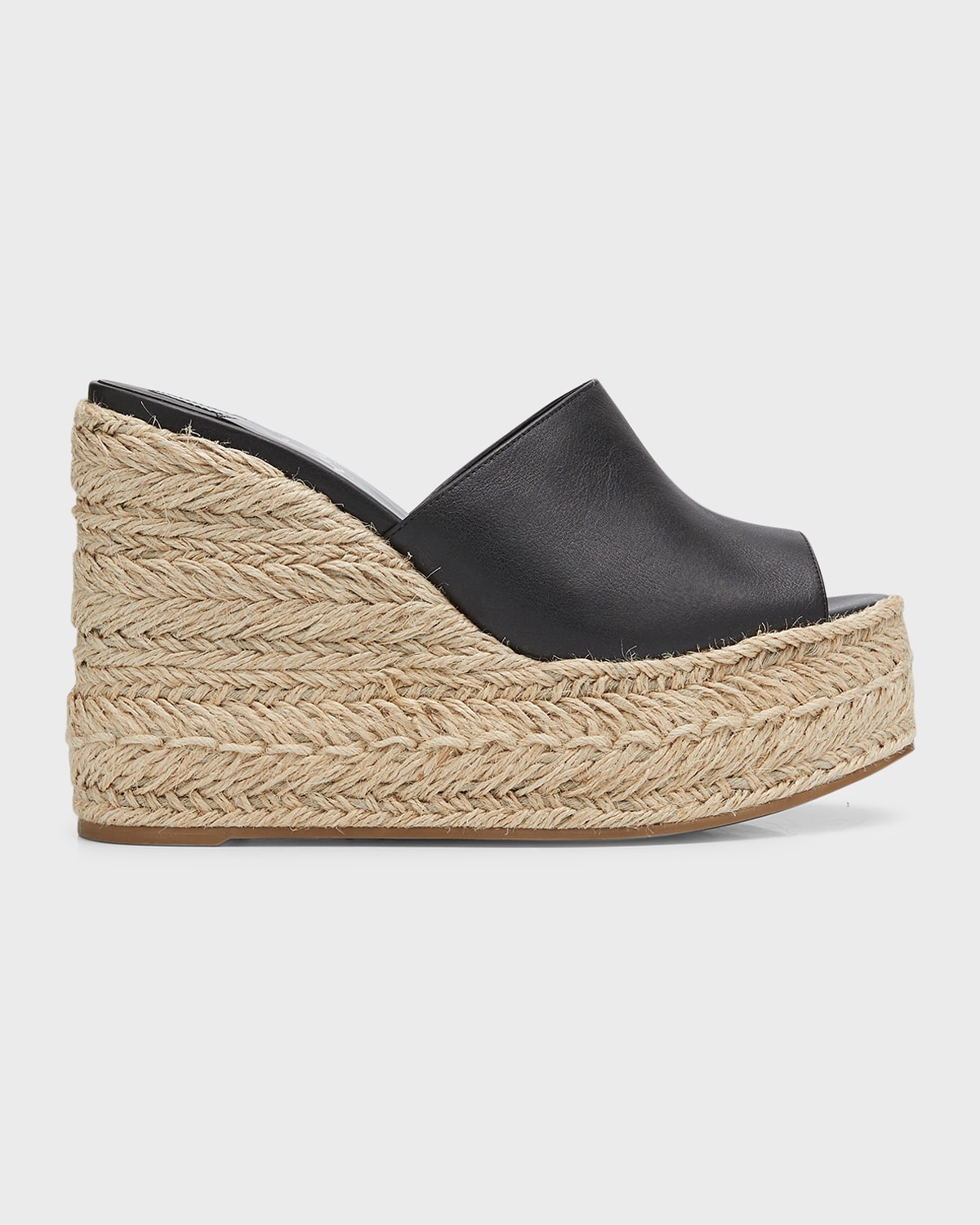 Shop Christian Louboutin Ariella Leather Red Sole Wedge Espadrilles In Black/natural