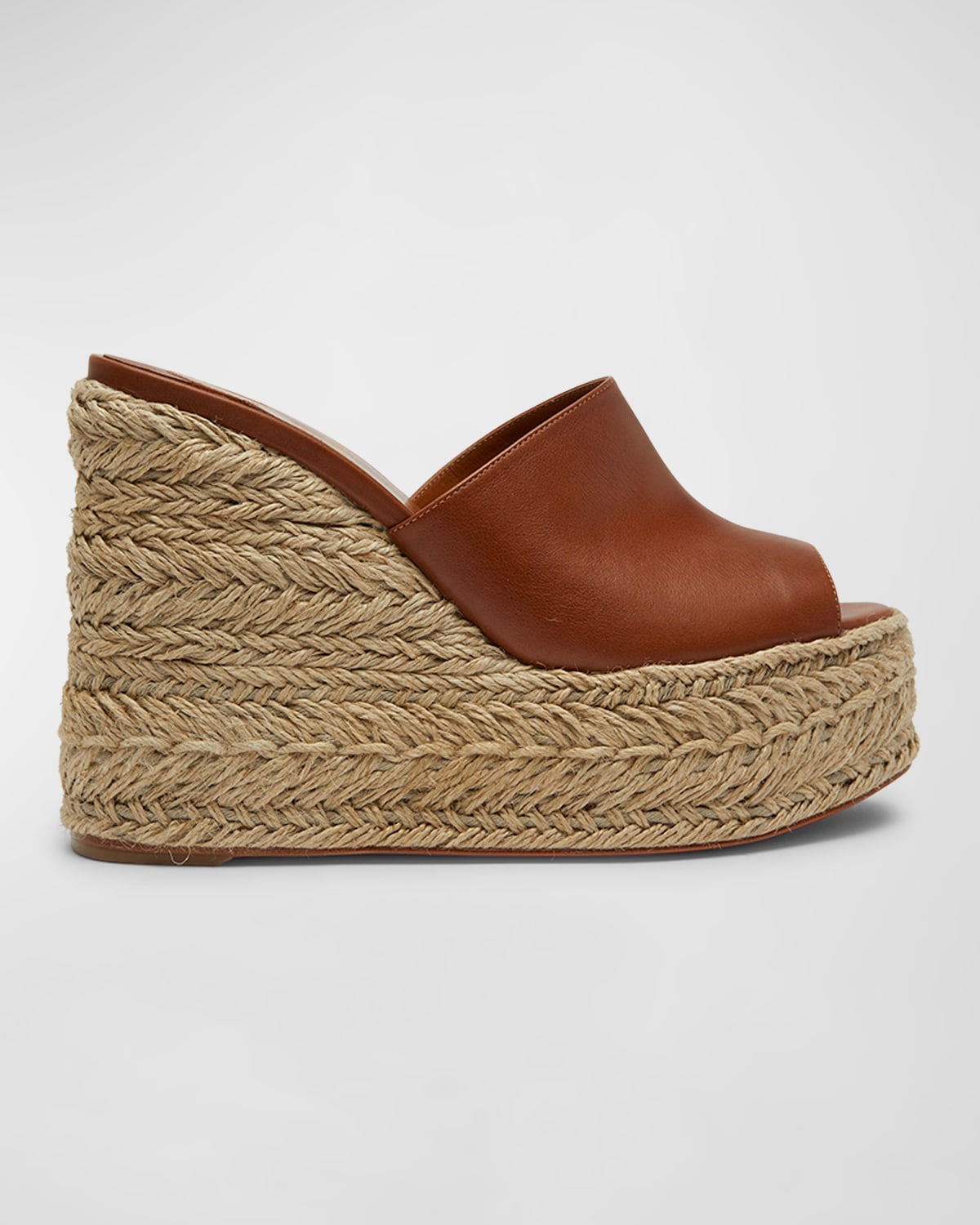 Shop Christian Louboutin Ariella Leather Red Sole Wedge Espadrilles In Cuoio/natural